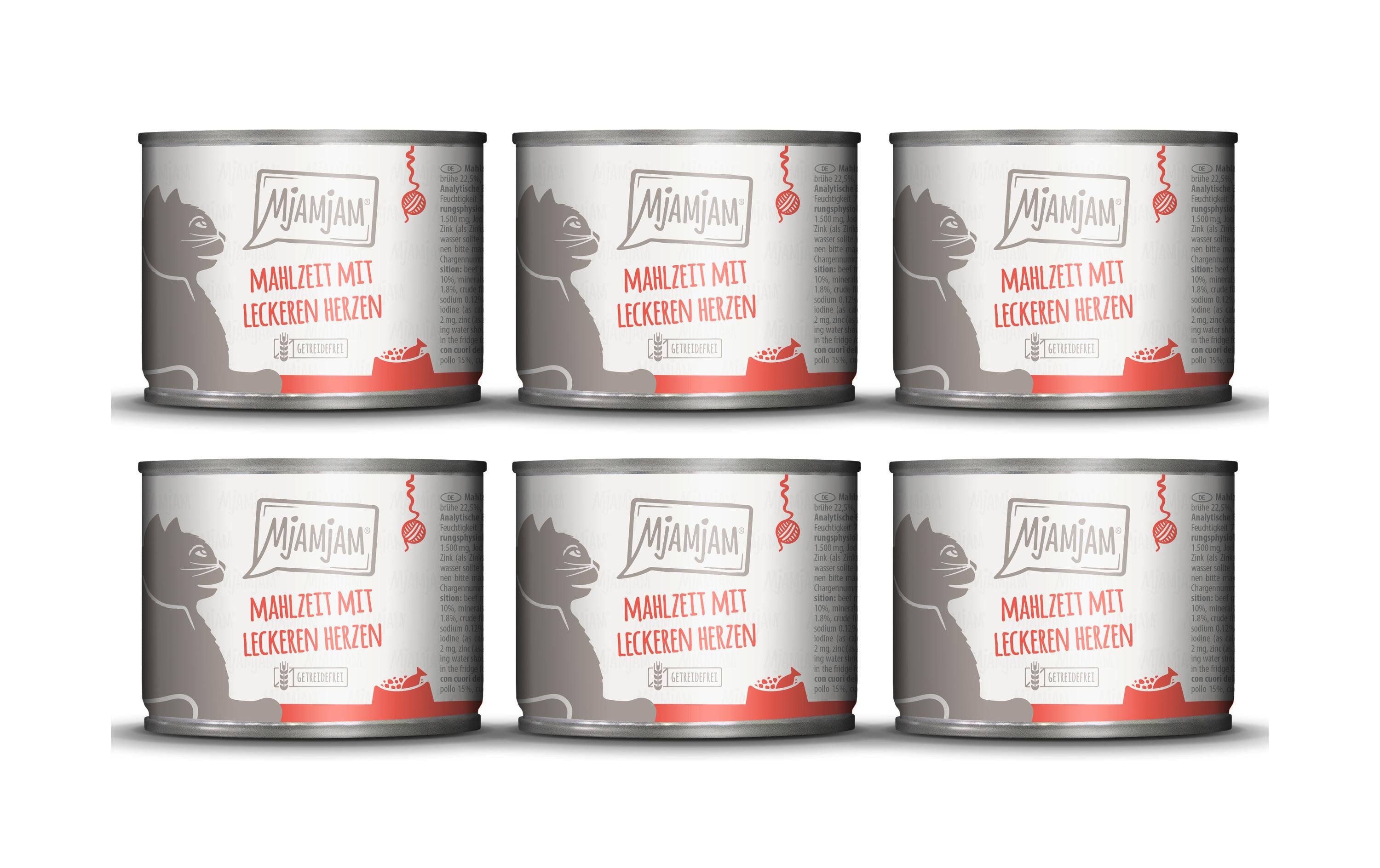 Mjamjam Cat Dose leckere Mahlzeit KIT Mahlzeit mit Herzen 6x200g