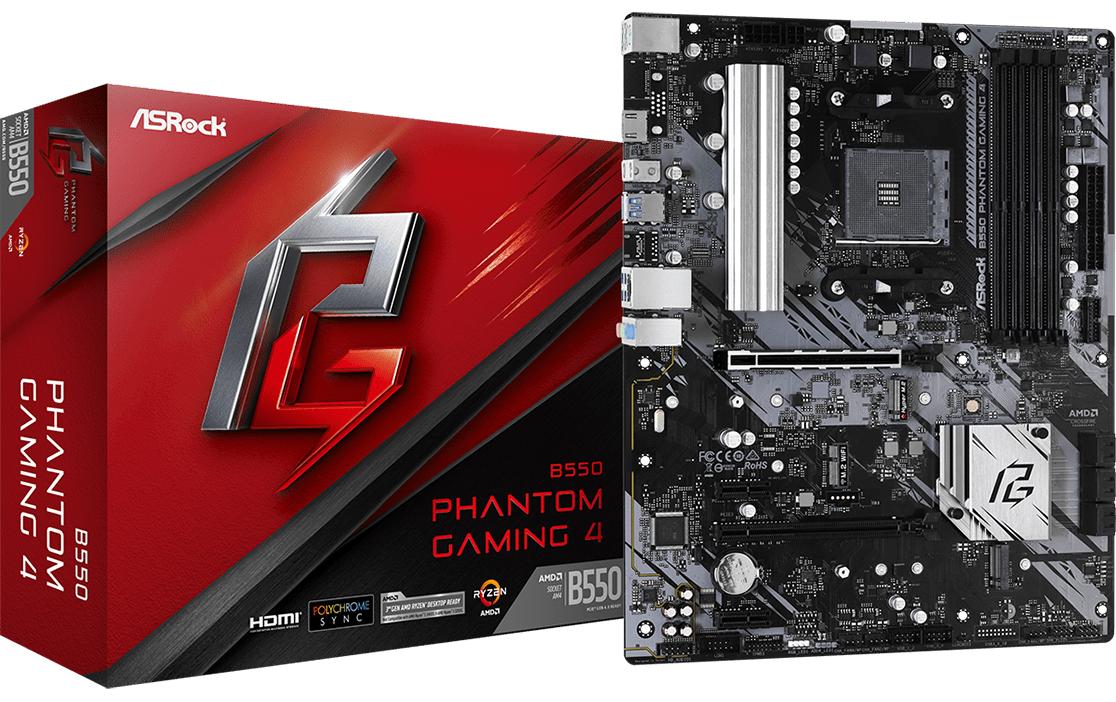 ASRock B550 PHANTOM GAMING 4, ATX, AM4 AMD B550, AM4, 4x DDR4, PCIe 4.0