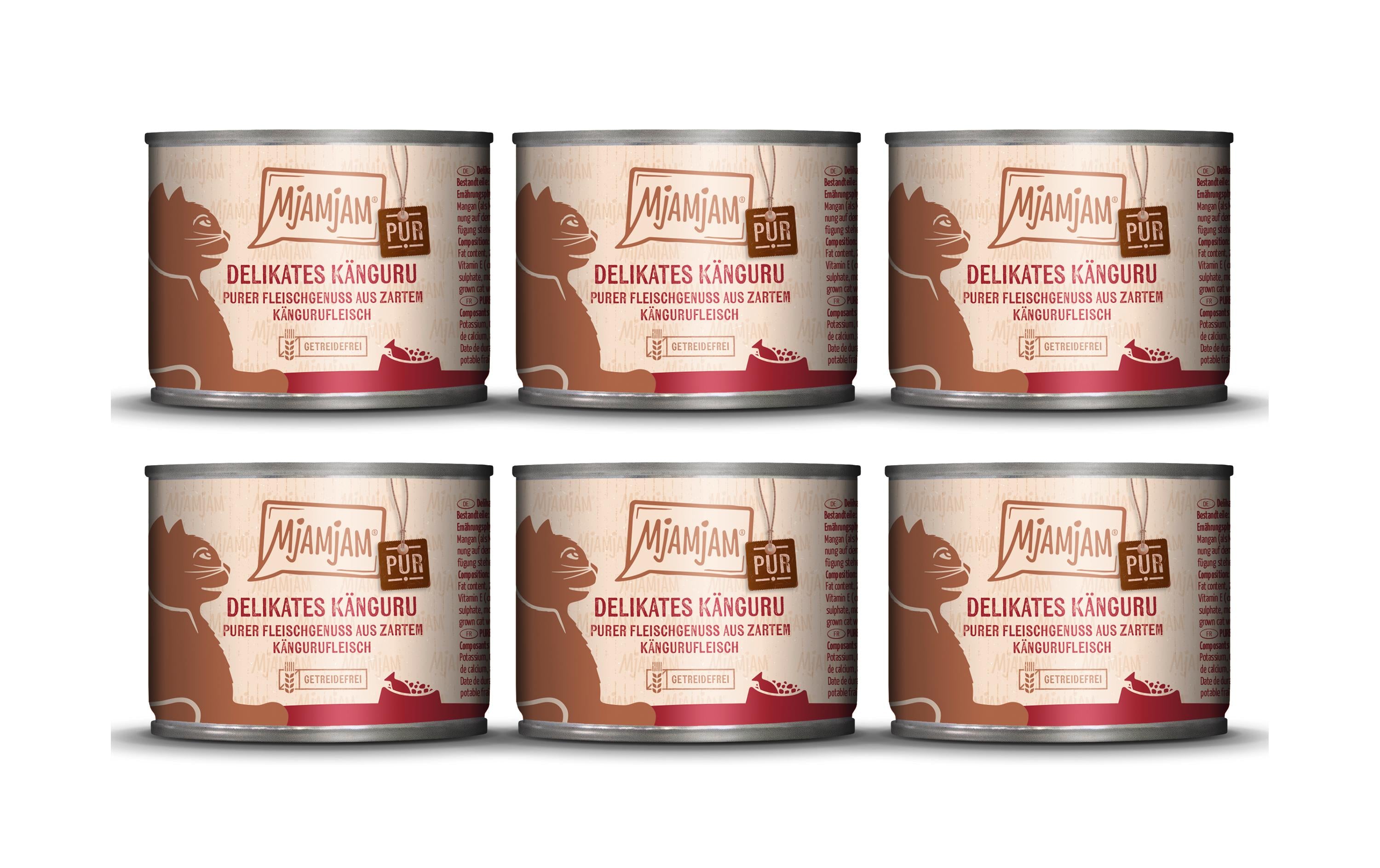Mjamjam Cat Dose pur.Fleischgen. KIT zartes Känguru pur 6x200g