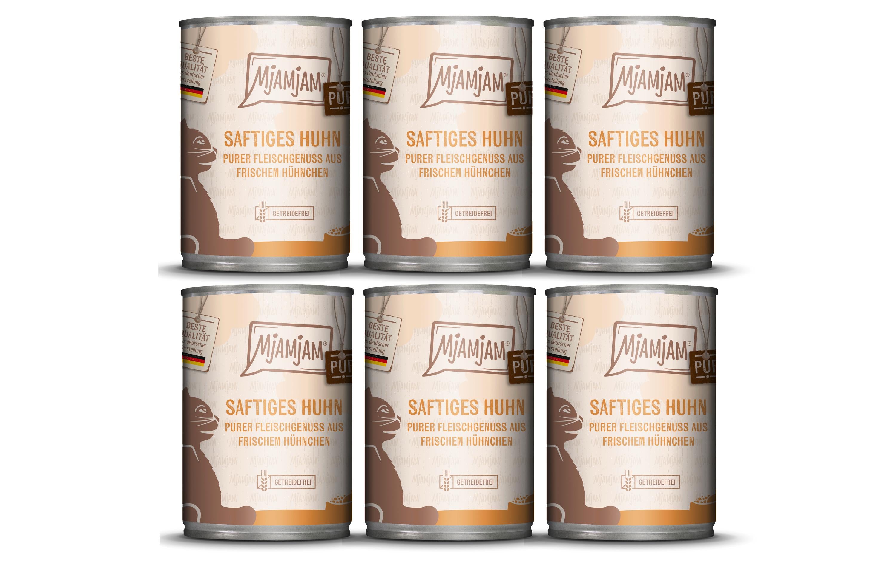 Mjamjam Cat Dose pur.Fleischgen. KIT saft.Hühnchen pur 6x400g