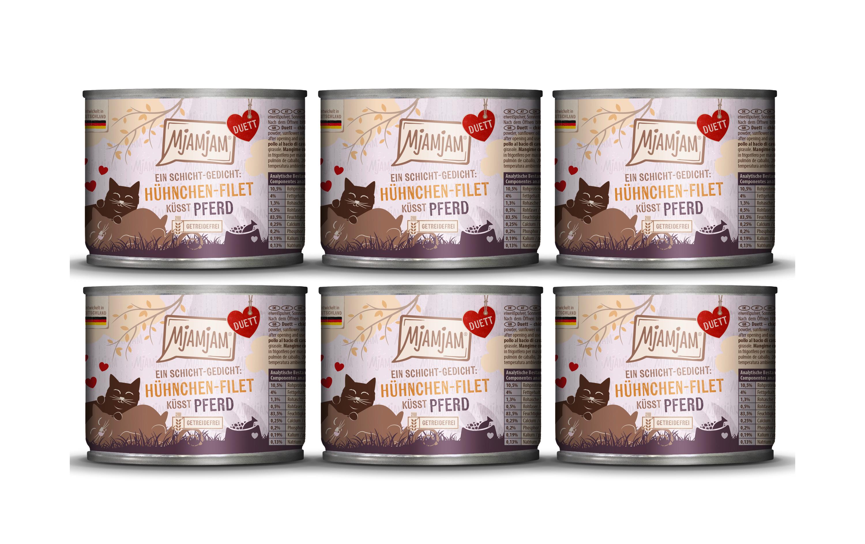 Mjamjam Cat Duett Hühnchen-Filet Pferd KIT 6x190g