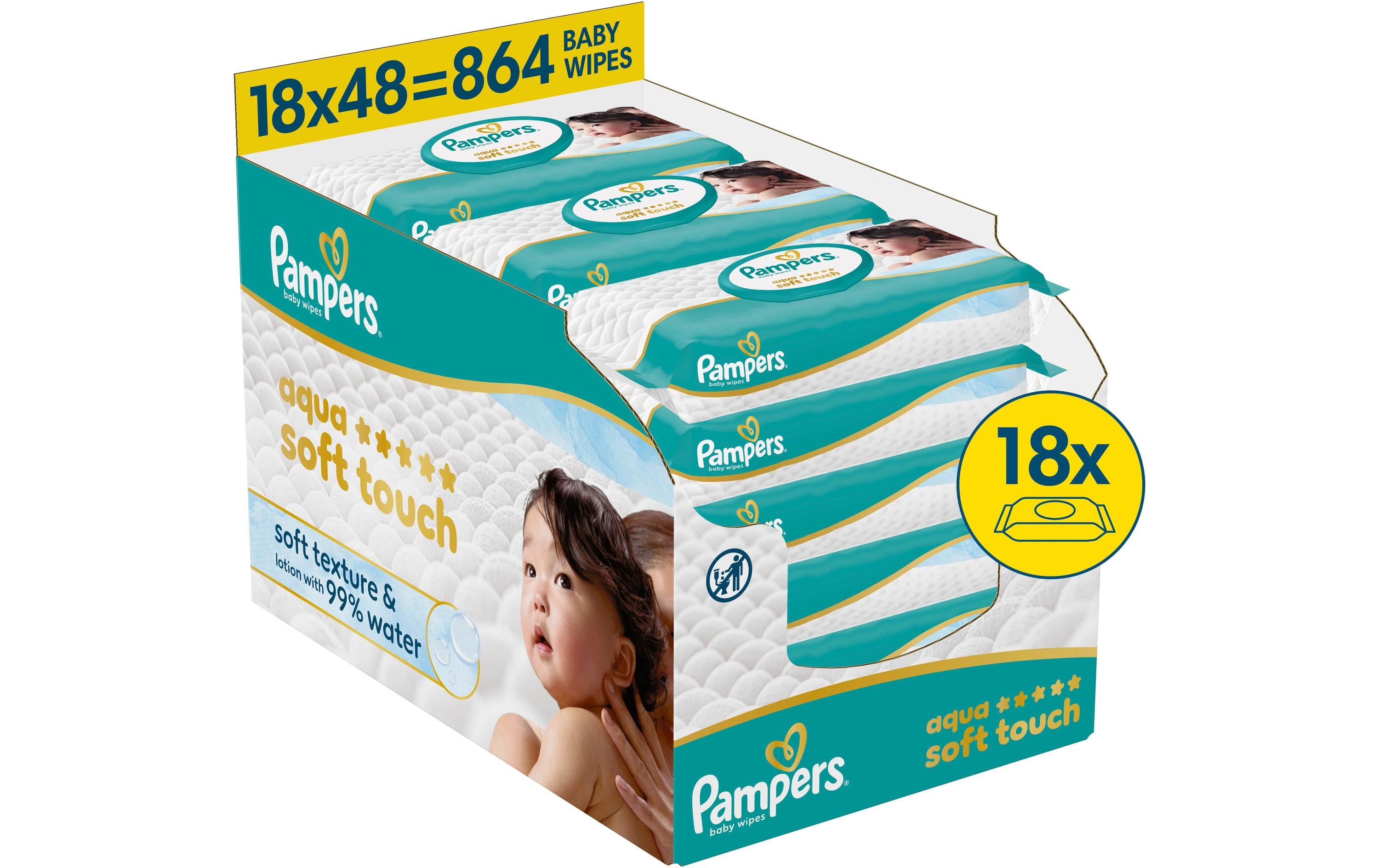 Pampers Feuchte Tücher Aqua Soft touch Gigapack 18x48Stk.