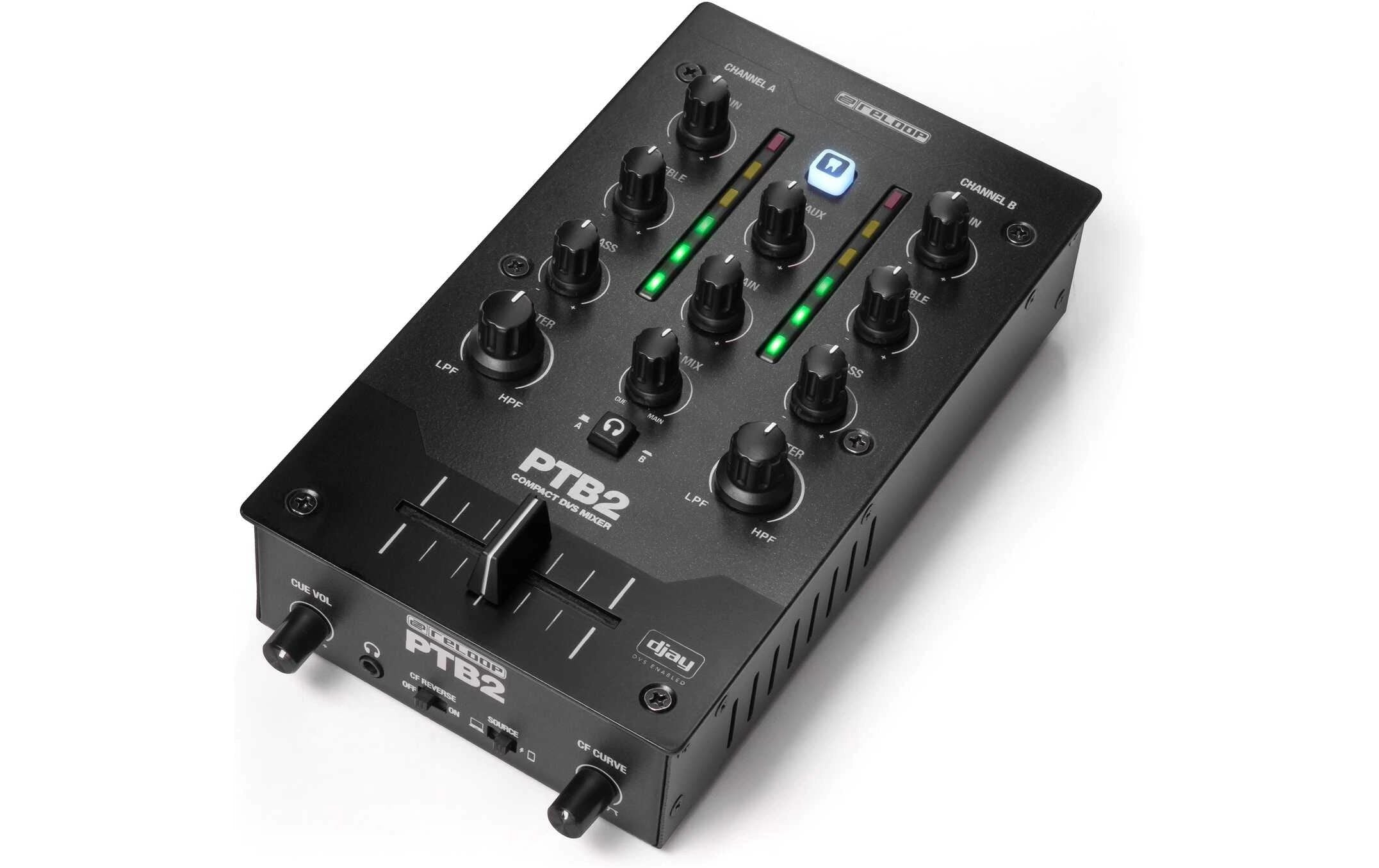 Reloop PTB-2 Ultrakompakter 2+1-Kanal-DJ-Mixer, USB-C