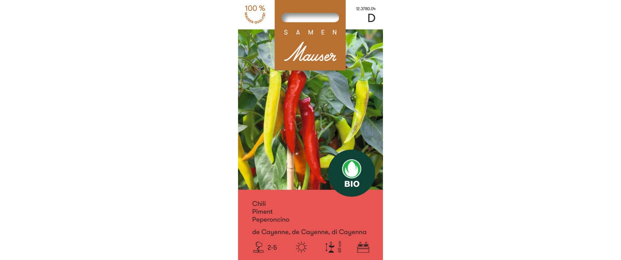 Samen Mauser Chili de Cayenne 25 Korn ca. 2 m2 Bio-Knospe