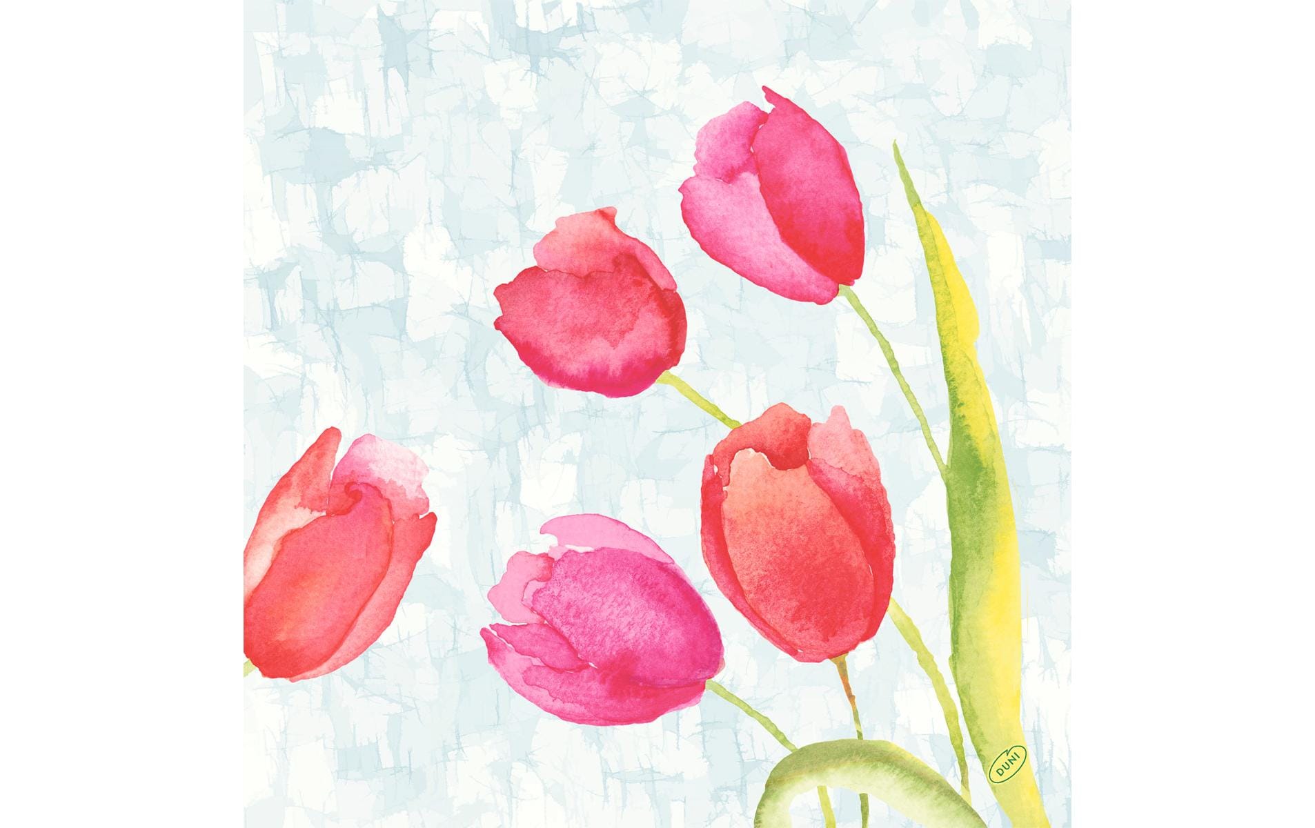 Duni Servietten 4-lagig Painted Tulips 40x40cm, 50 Stk.