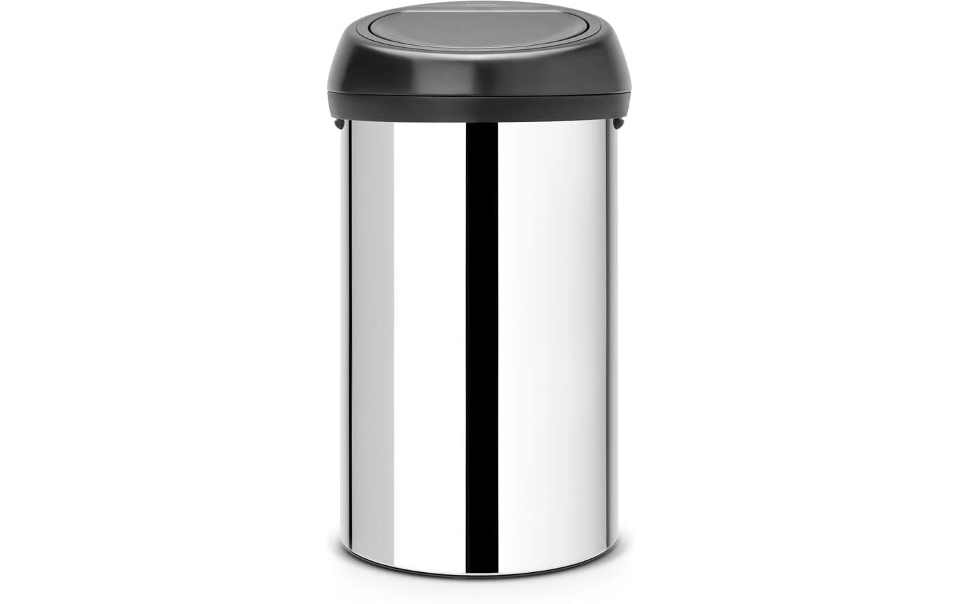 Brabantia Toucheimer Touch Bin 60 Liter, Brilliant Steel/Deckel Schwarz