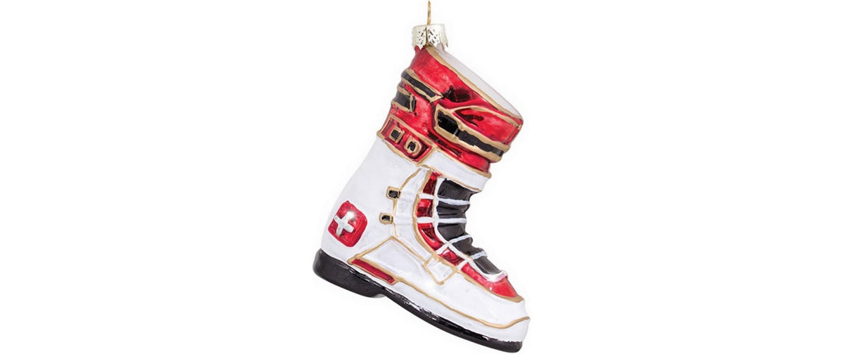 CN Weihnachtskugel Skischuh rot Glas