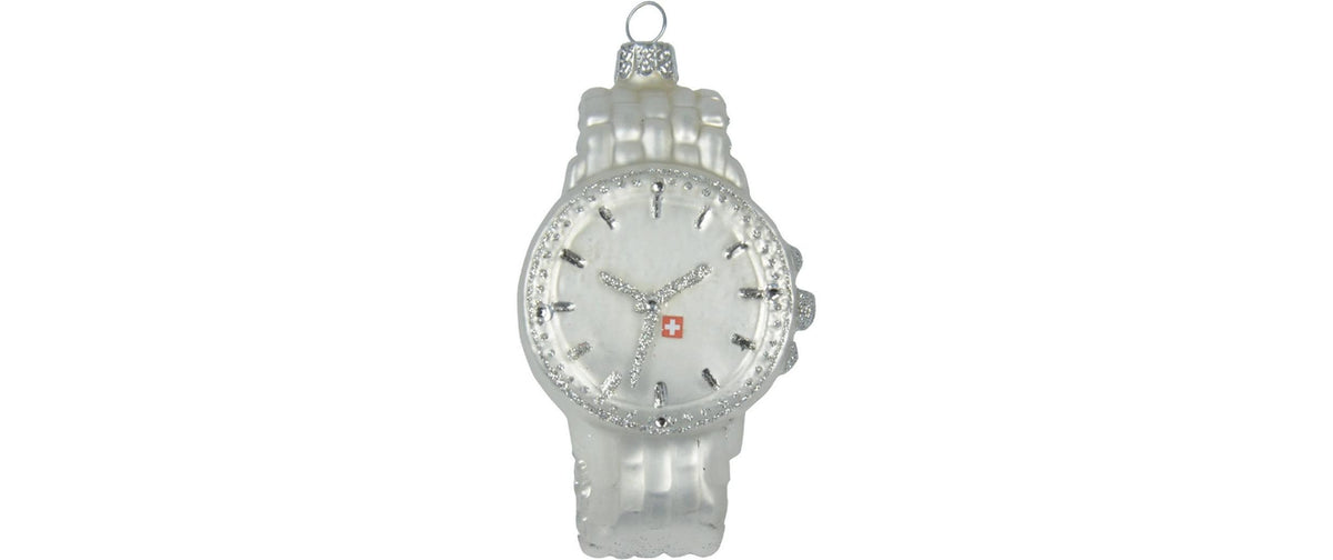 CN Weihnachtskugel Armbanduhr silber Glas