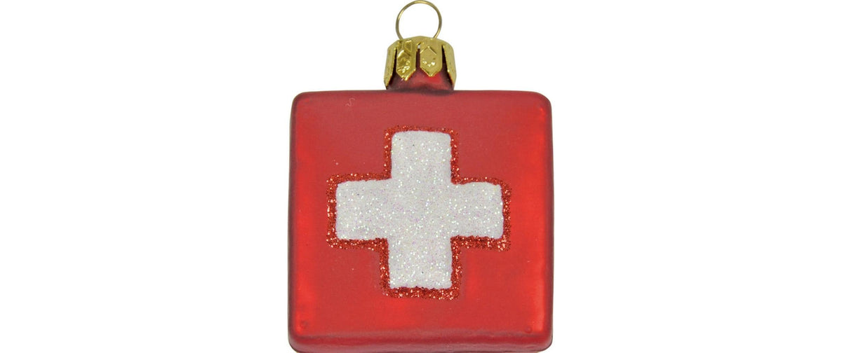 CN Weihnachtskugel Schweizerkreuz Glas