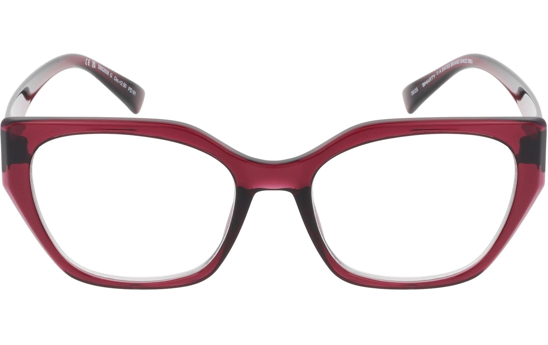 SMARTY Lesebrille Dische Stärke +3.00, Transp. Burgundy