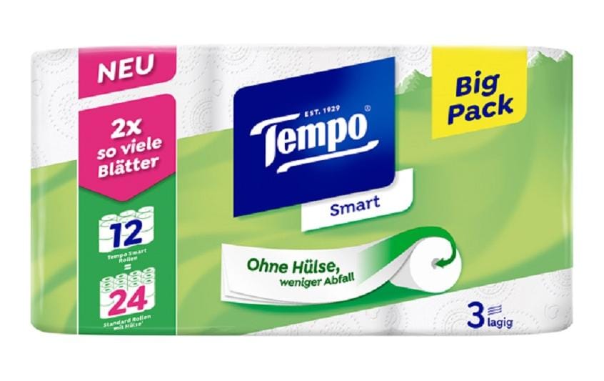 Tempo Toilettenpapier 3-lagig weiss 12 Rollen à 300 Blatt 3-lagig