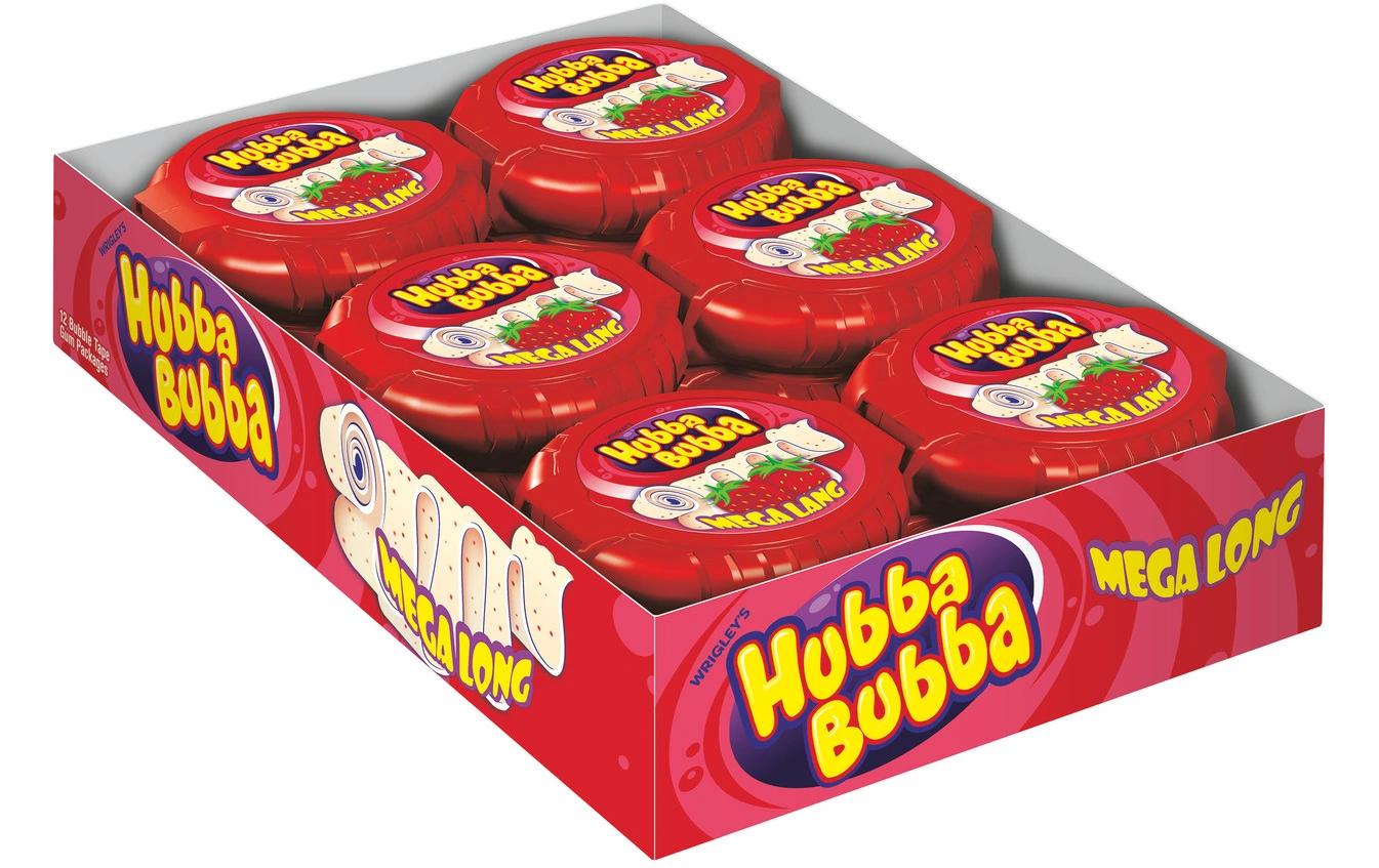 Hubba Bubba Rolle Mega Lang Erdbeere 12 x 56 g