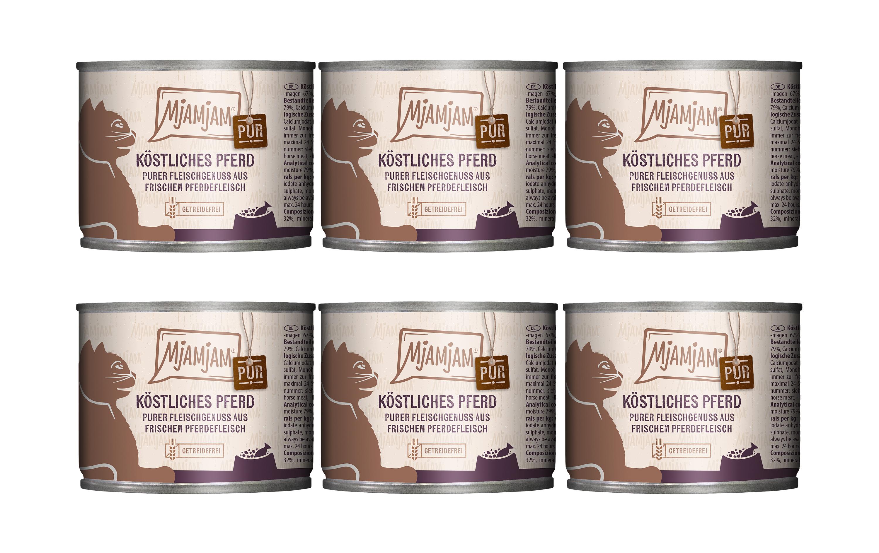 Mjamjam Cat Dose pur.Fleischgen. KIT köstliches Pferd pur 6x200g