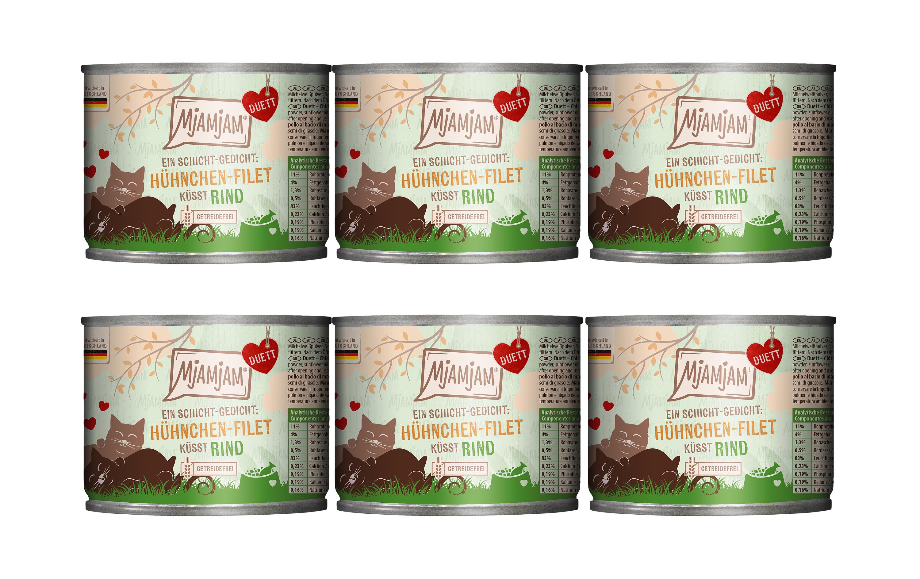 Mjamjam Cat Duett Hühnchen-Filet Rind KIT 6x190g