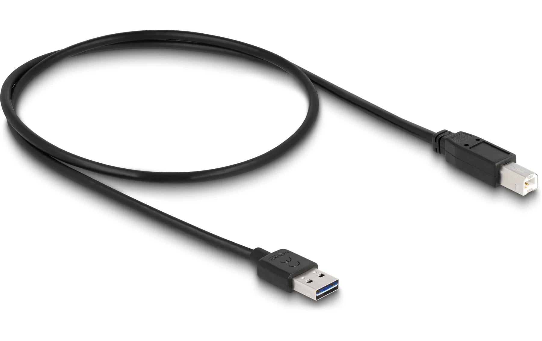 USB2.0-Kabel Easy A-B: 0.5m, schwarz A Stecker beidseitig einsteckbar
