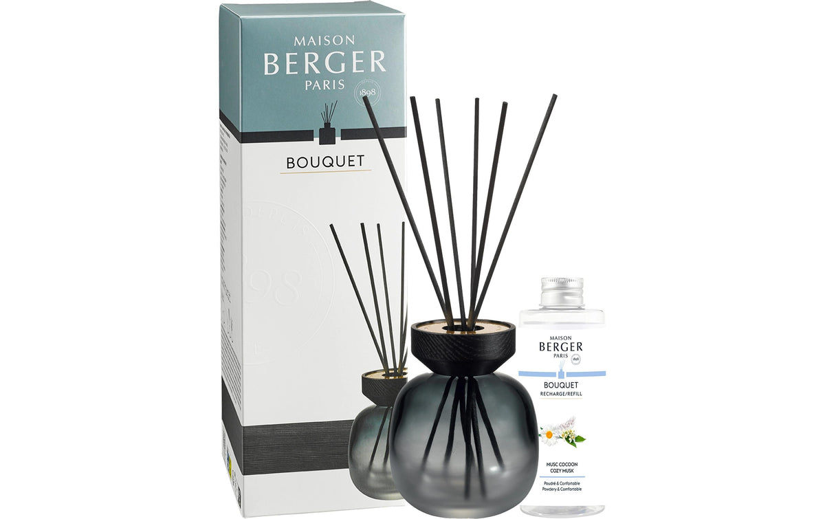 Maison B. Duftbouquet Wood schw. Holzring Eisig-schwarz + 180ml Musc Cocoon