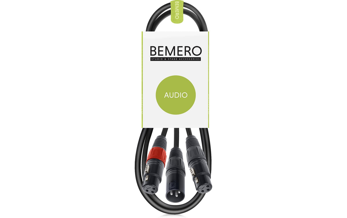 Bemero BAC4142-75BK XLRm - 2x XLRf 0.75m Y-Adapterkabel, schwarz, M-Serie