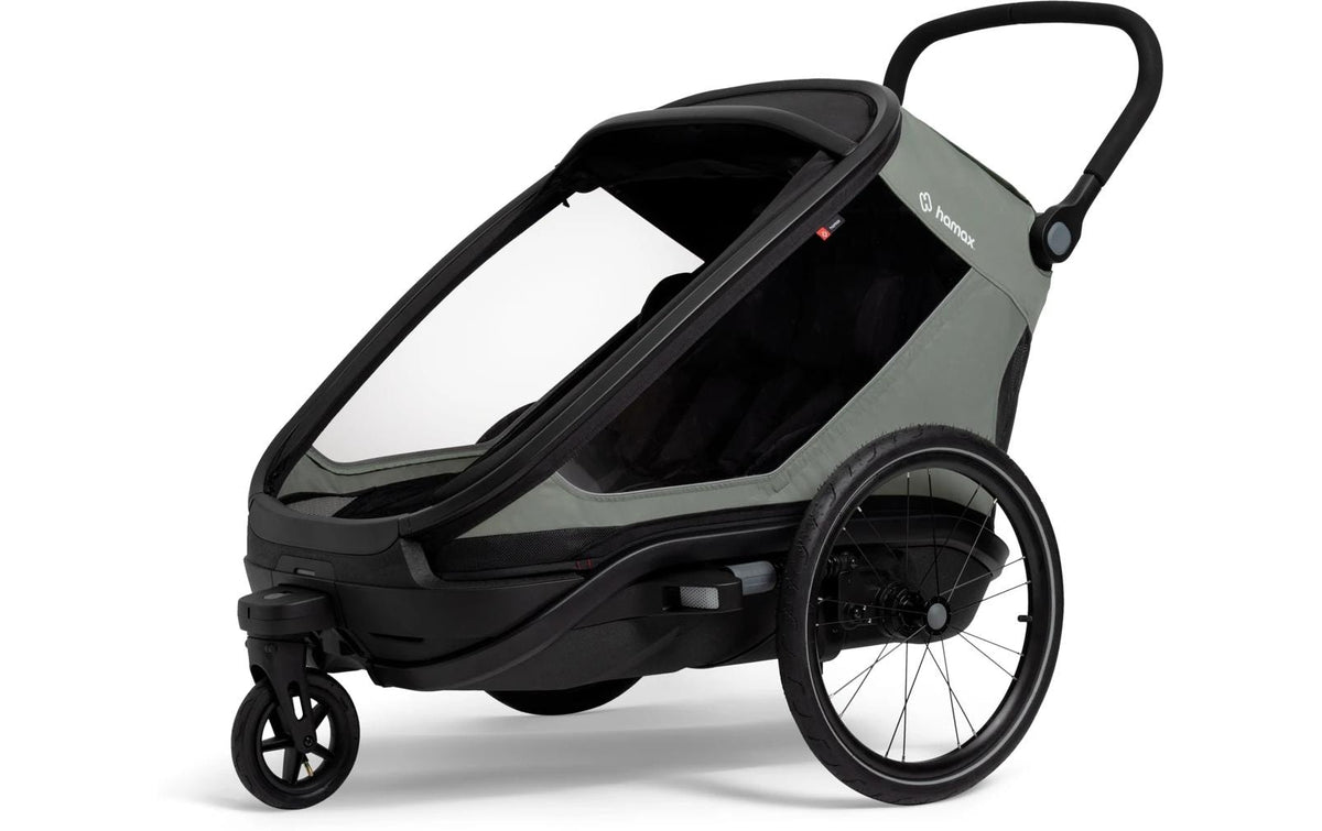 Hamax Outback Next für 2 Kinder Fahrradanhänger, grün/schwarz