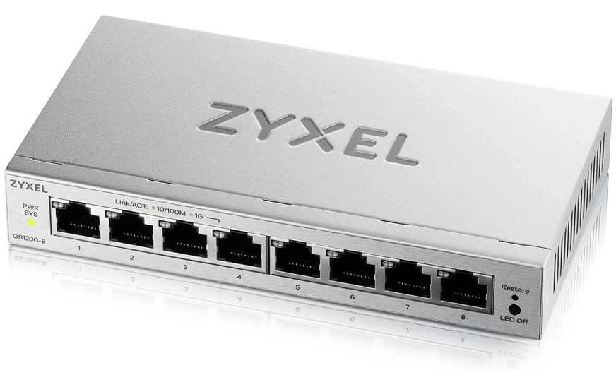 ZyXEL GS1200-8 IPTV v3 8 Port Switch 8x GbE, lüfterlos,web-managed