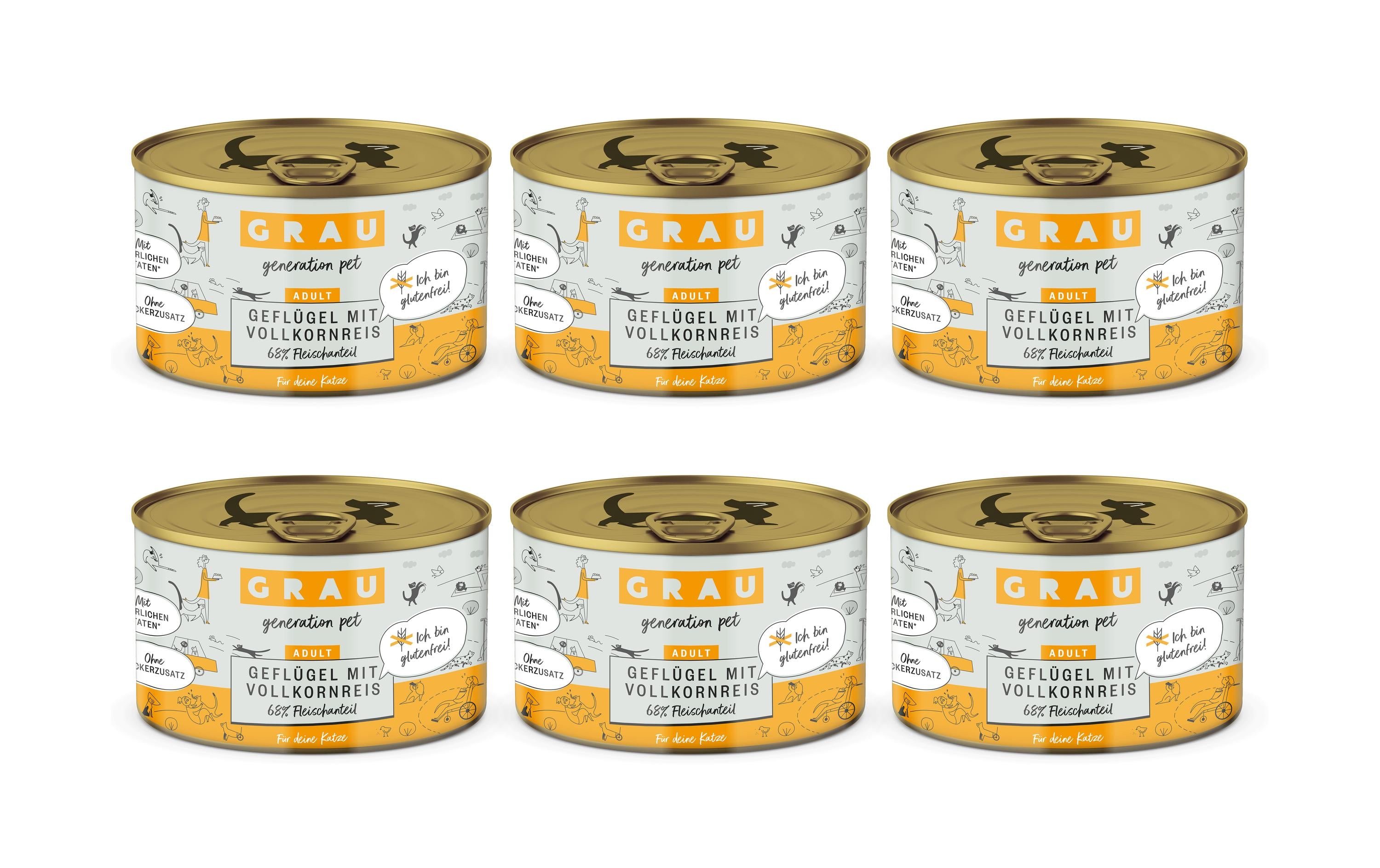 Grau Cat Geflügel + Vollkornreis 6x200g KIT