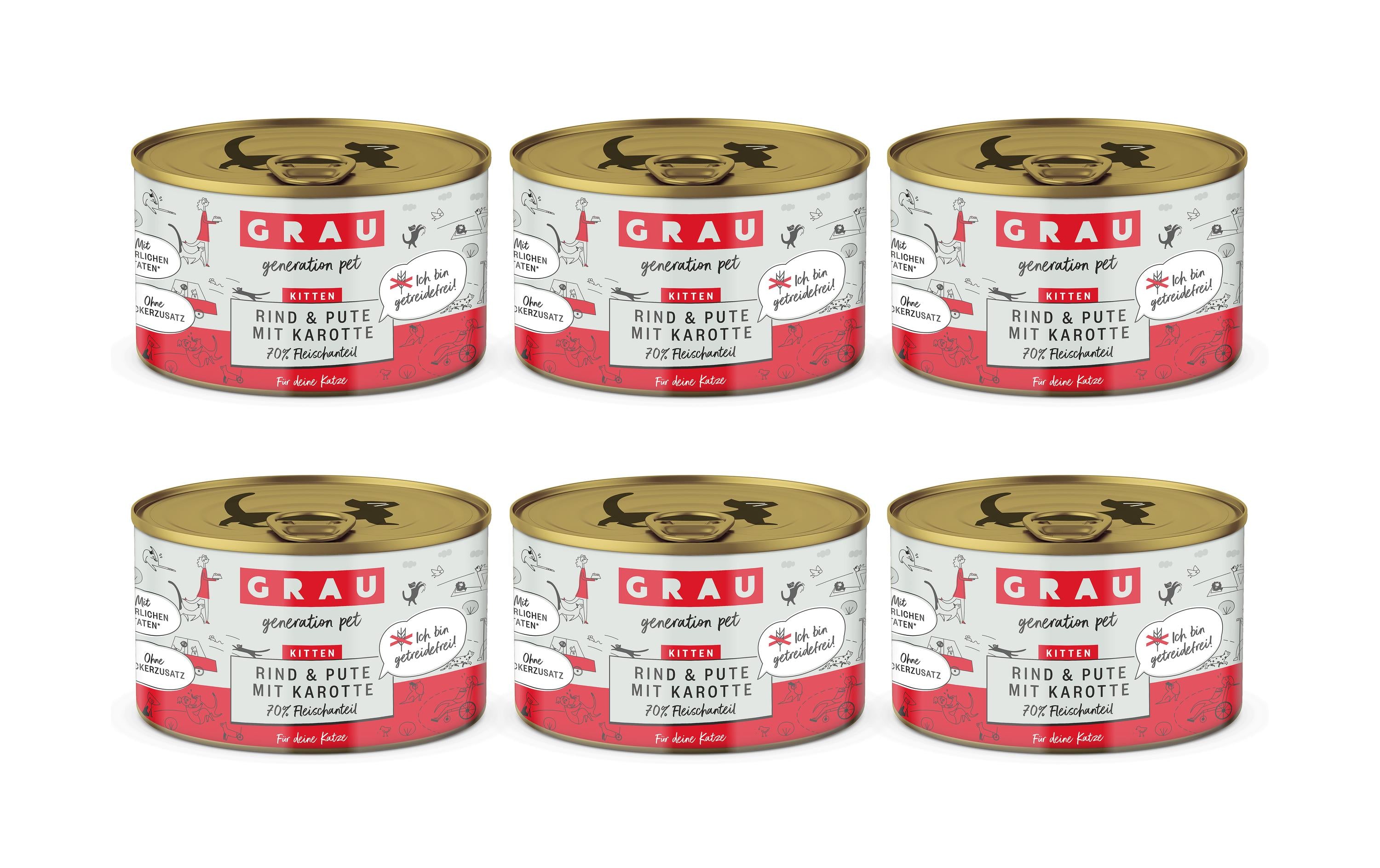 Grau Cat Kitten Rind+Pute+Karotte 6x200gKIT