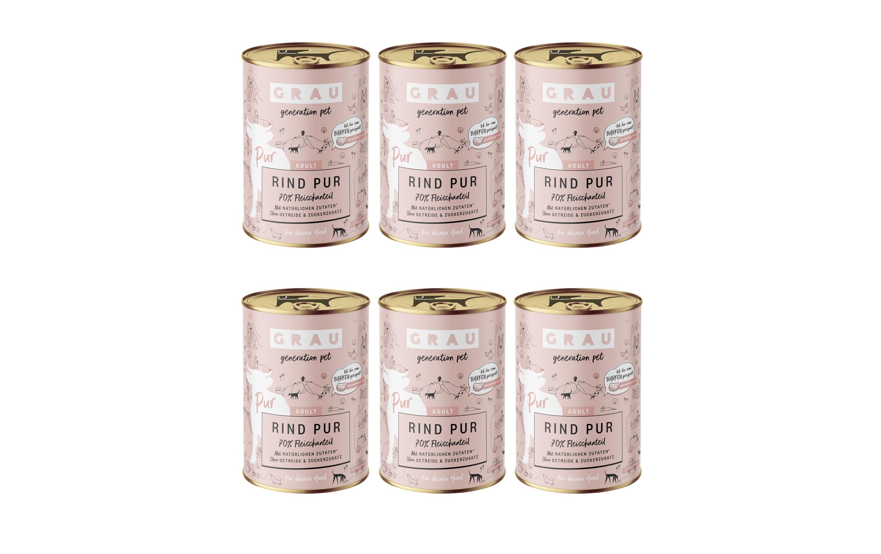 Grau Dog Rind Pur 6x400g KIT