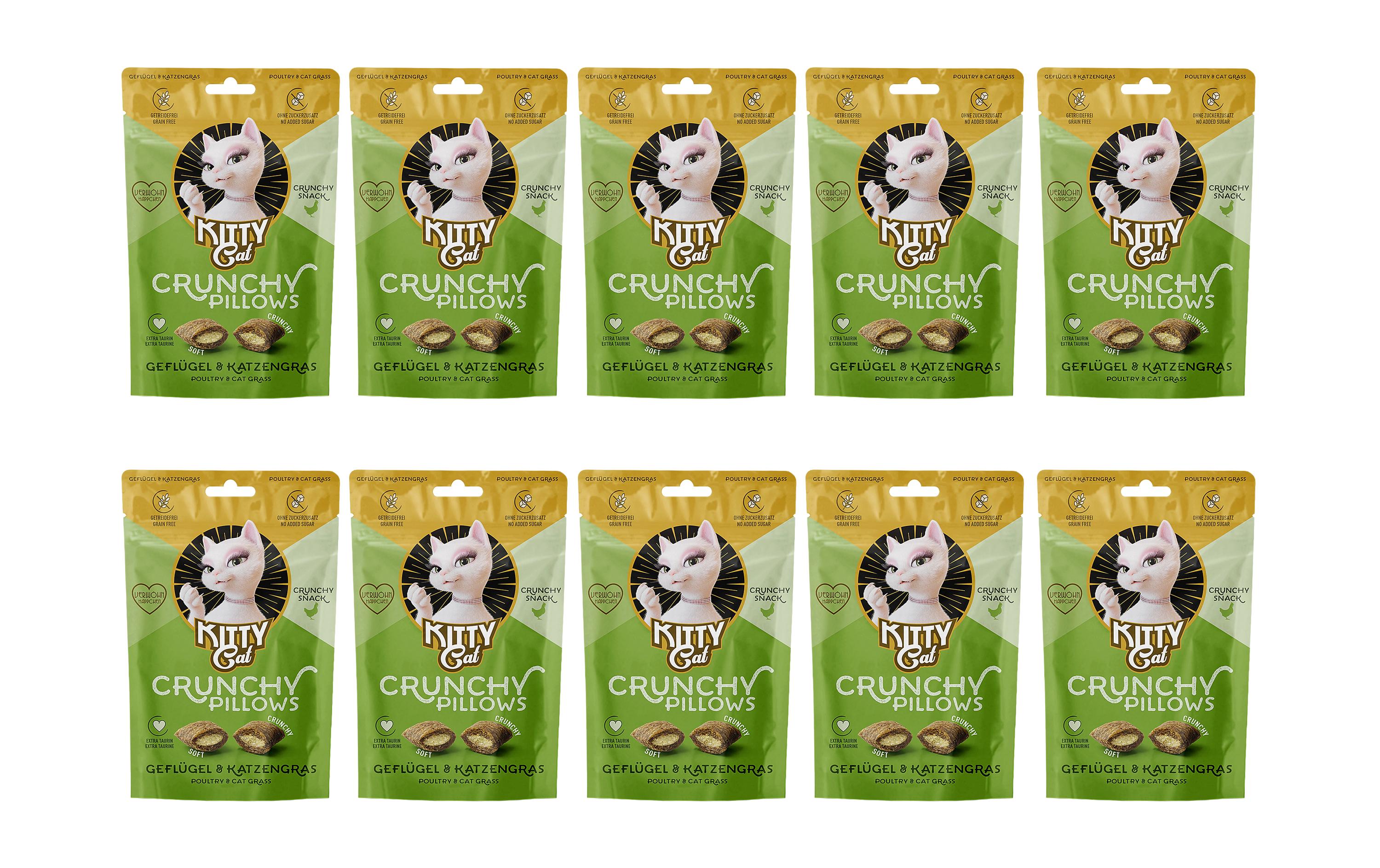 KittyCat Crunchy Pillows Geflü./Katzeng.KIT 10x60 g