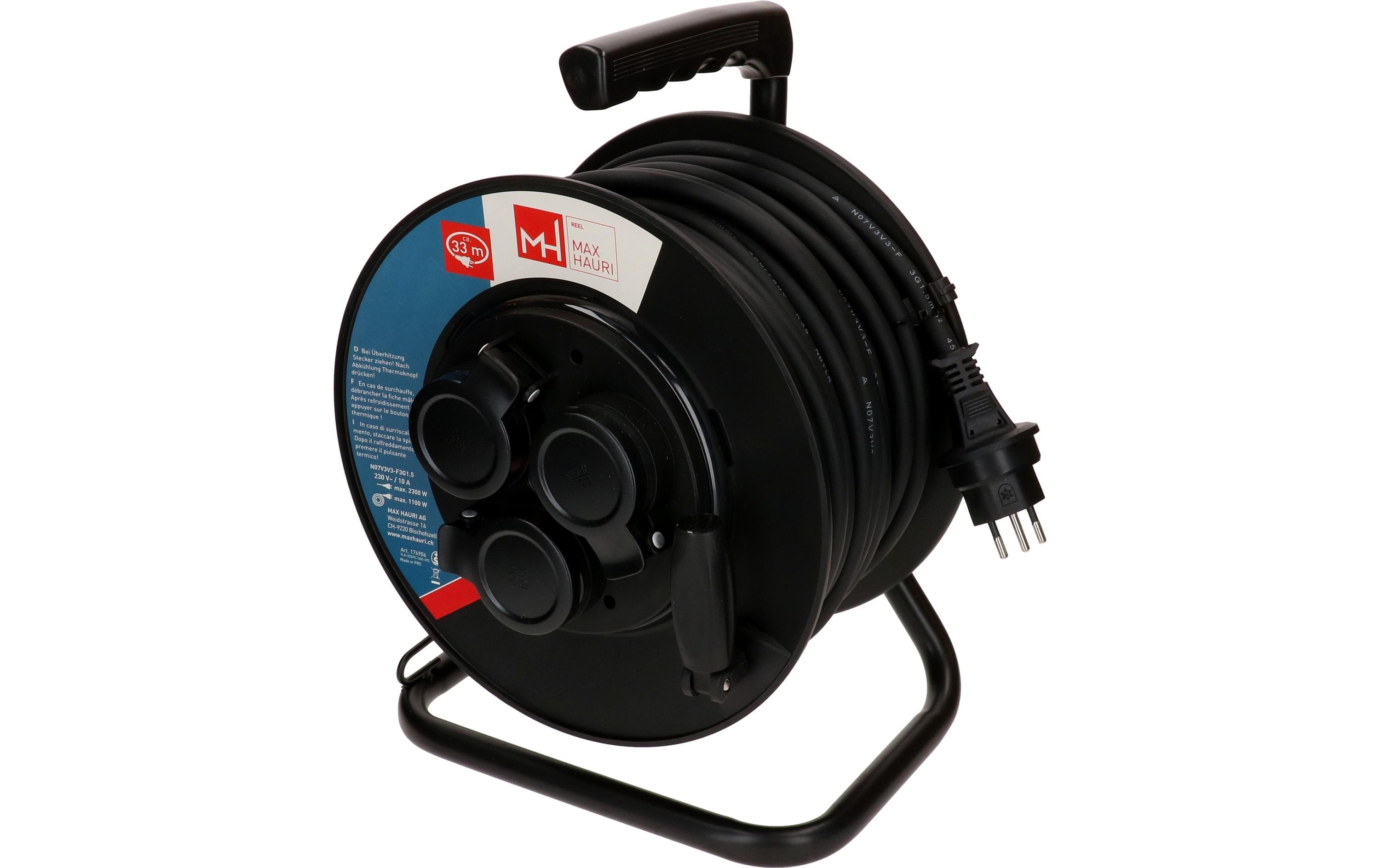 Kabelrolle 3x Typ 13 IP55 33m schwarz