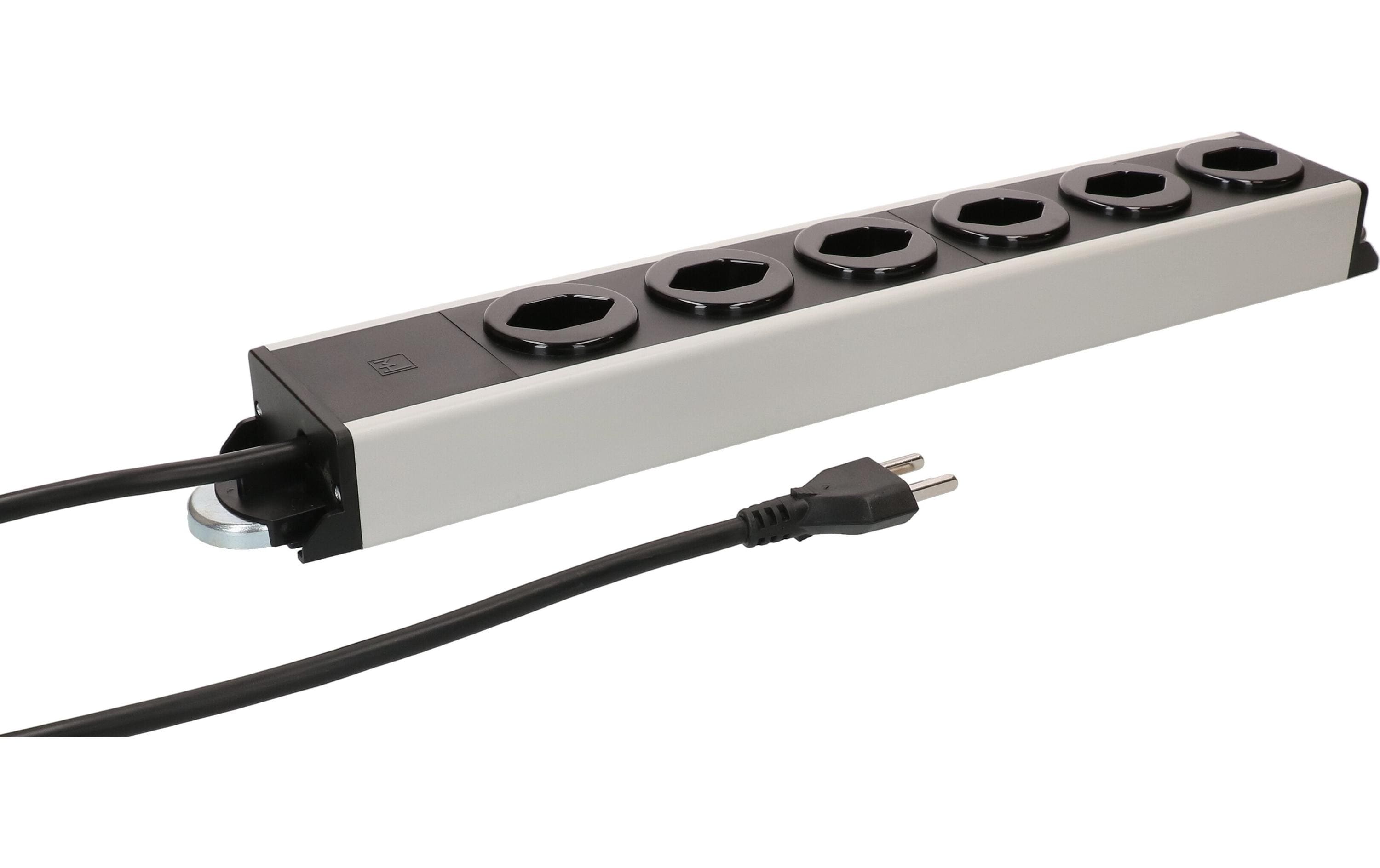 Steckdosenleiste Power Line 6x Typ 23 grau/schwarz 1.5m Magnet