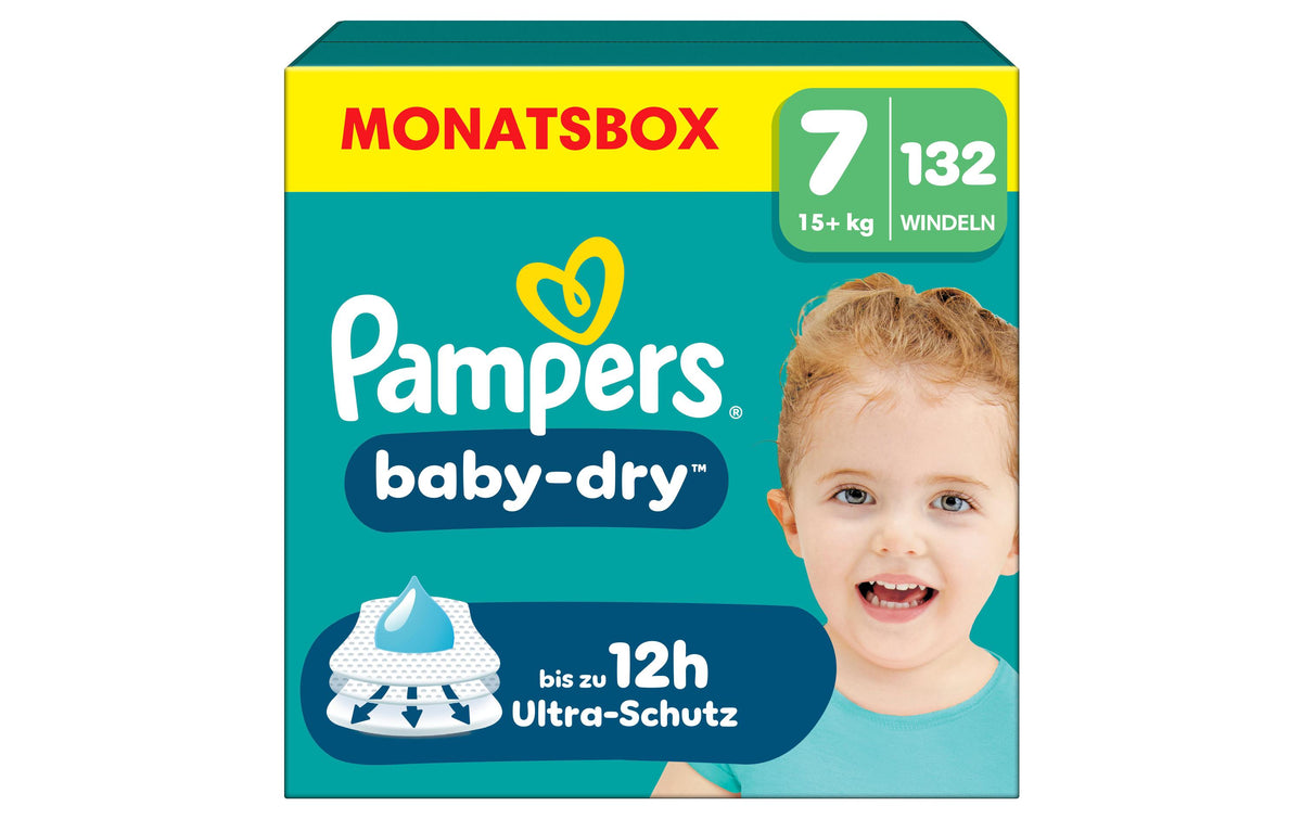Pampers Baby Dry Gr.7 Extra Large 15+kg MonatsBox / 132 Stück