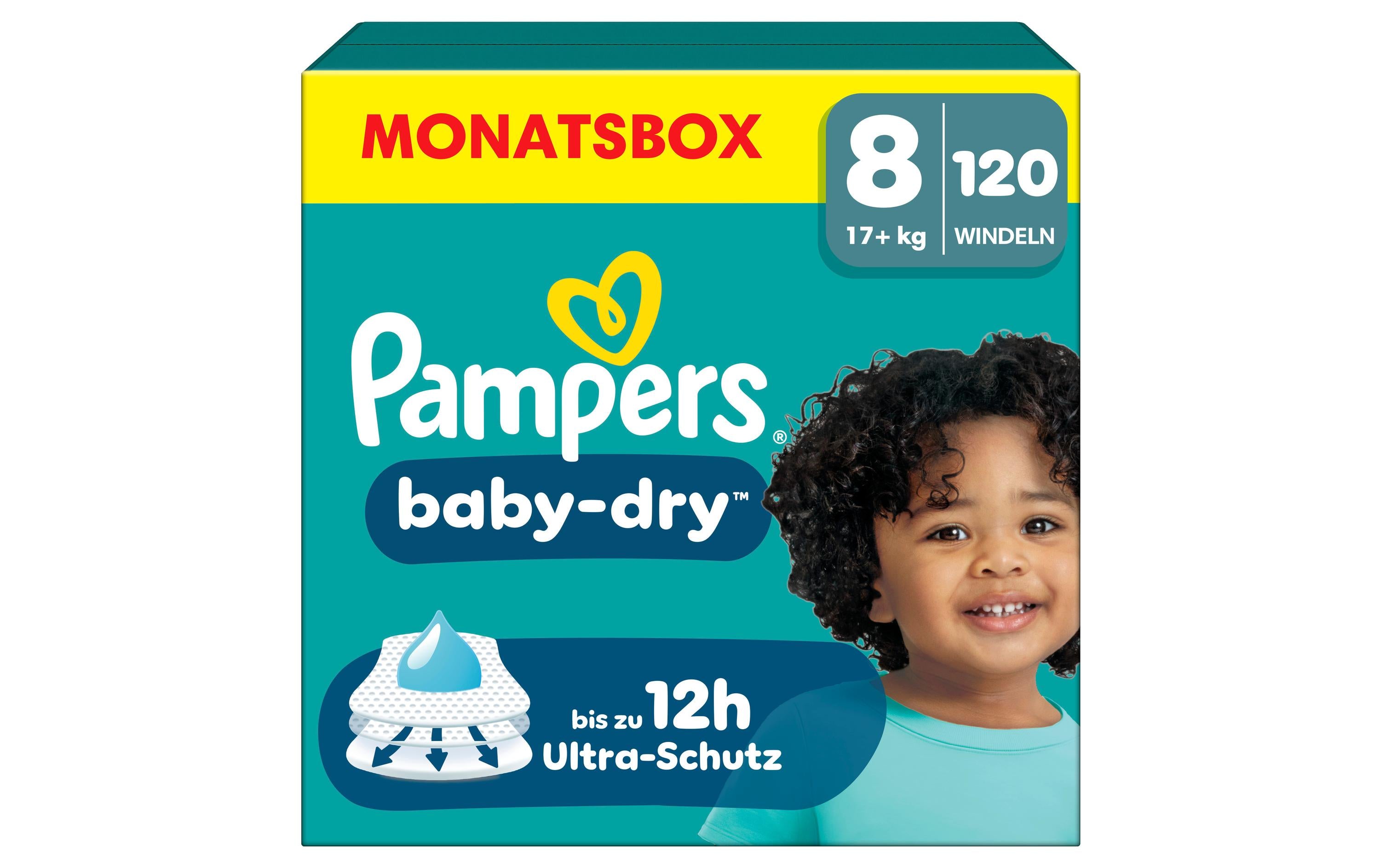Pampers Baby Dry Gr.8 Extra Large 17+kg MonatsBox / 120 Stück