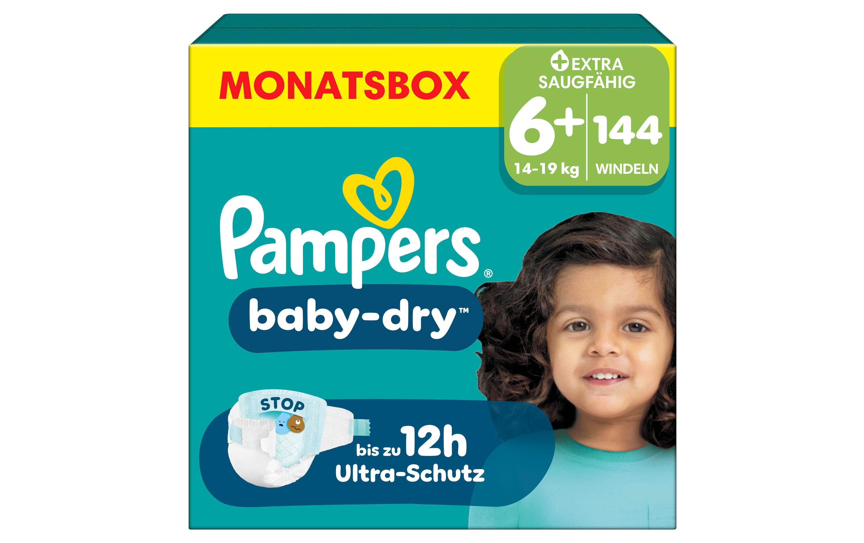 Pampers Baby Dry Gr. 6+  Extra Large 14 - 19 kg, Monatsbox / 144 Stk