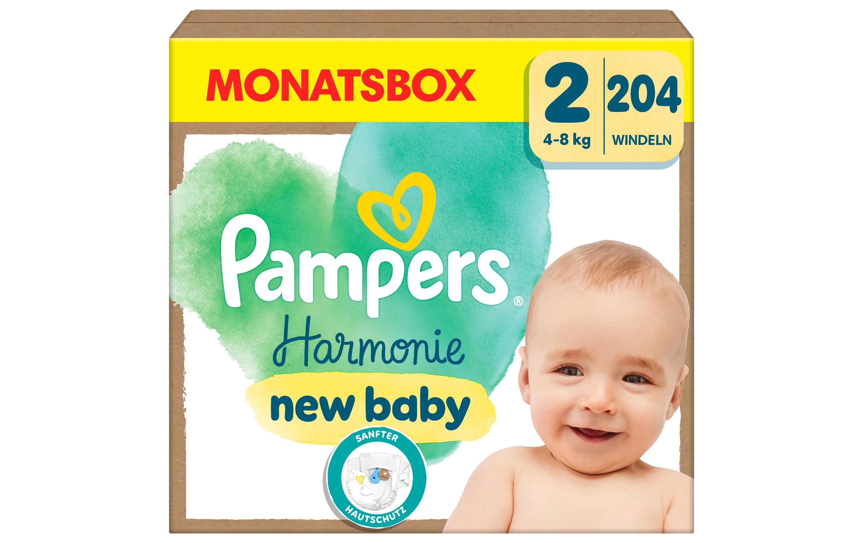 Pampers Harmonie Gr. 2 Mini 4 - 8 kg, Monatsbox / 204 Stk