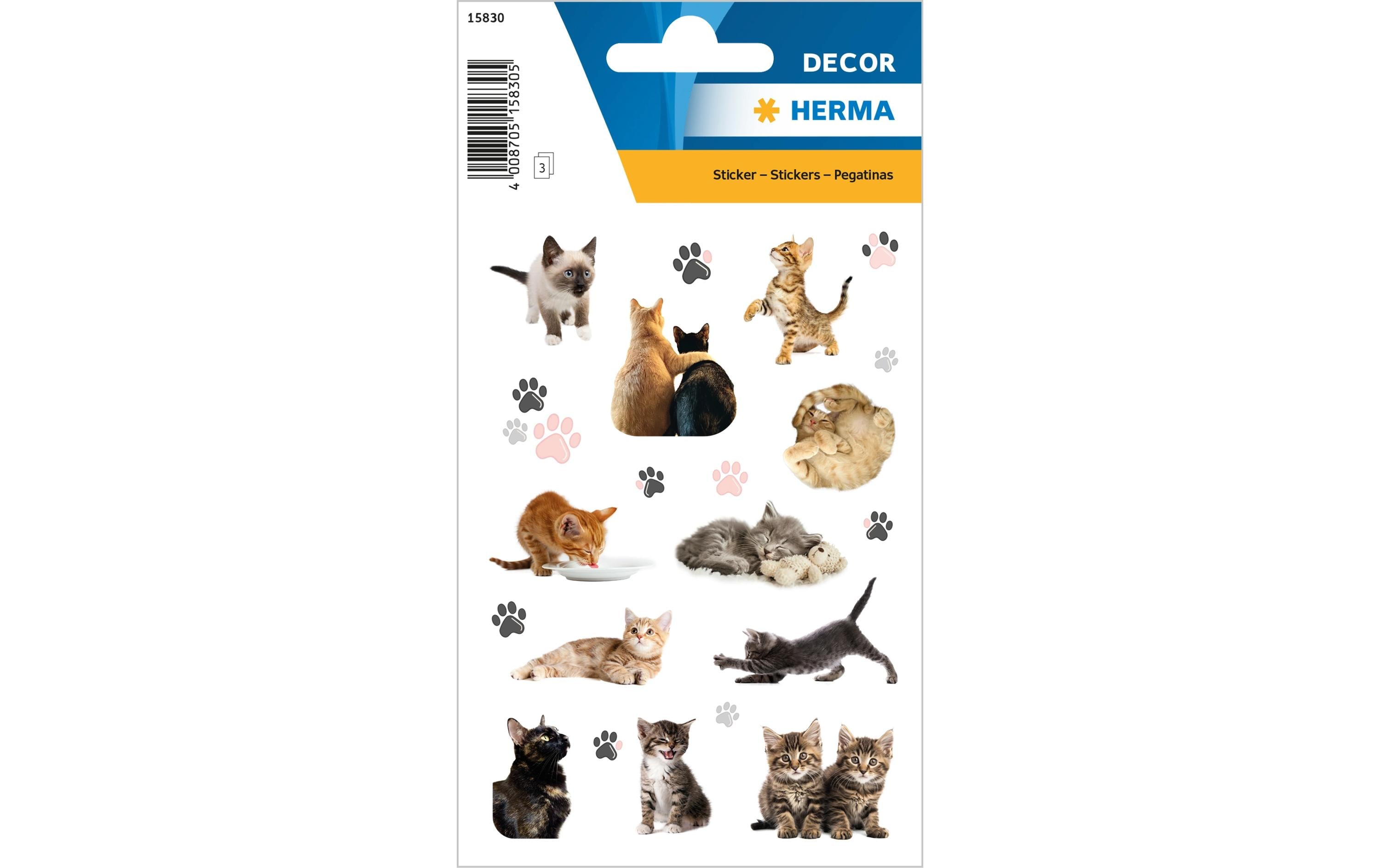 Herma Sticker Fröhliche Katzenkinder 3 Blatt, 63 Sticker, selbstklebend