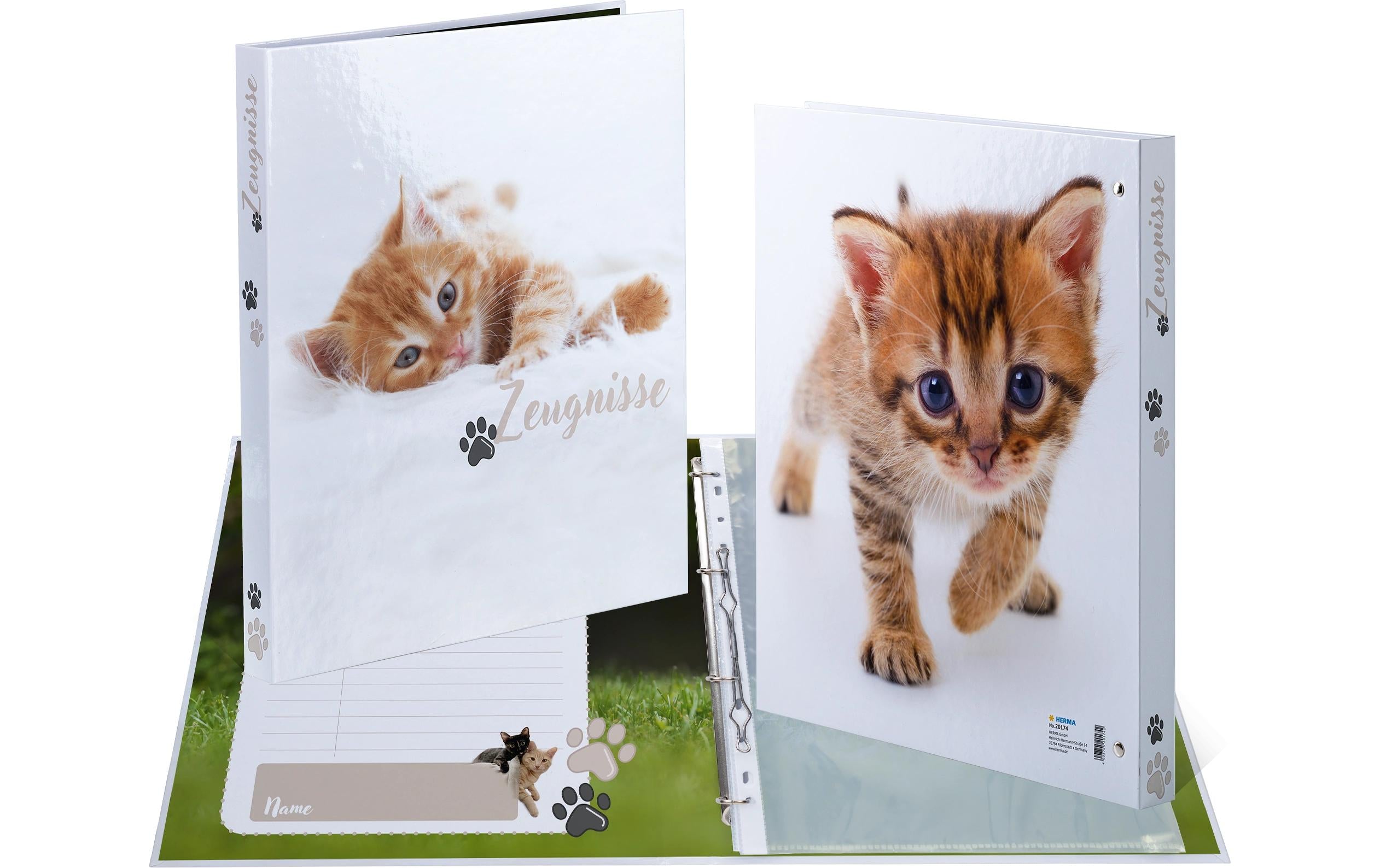 Herma Zeugnisringbuch A4 Katzen 4-Ring, inkl. 10 Sichthüllen
