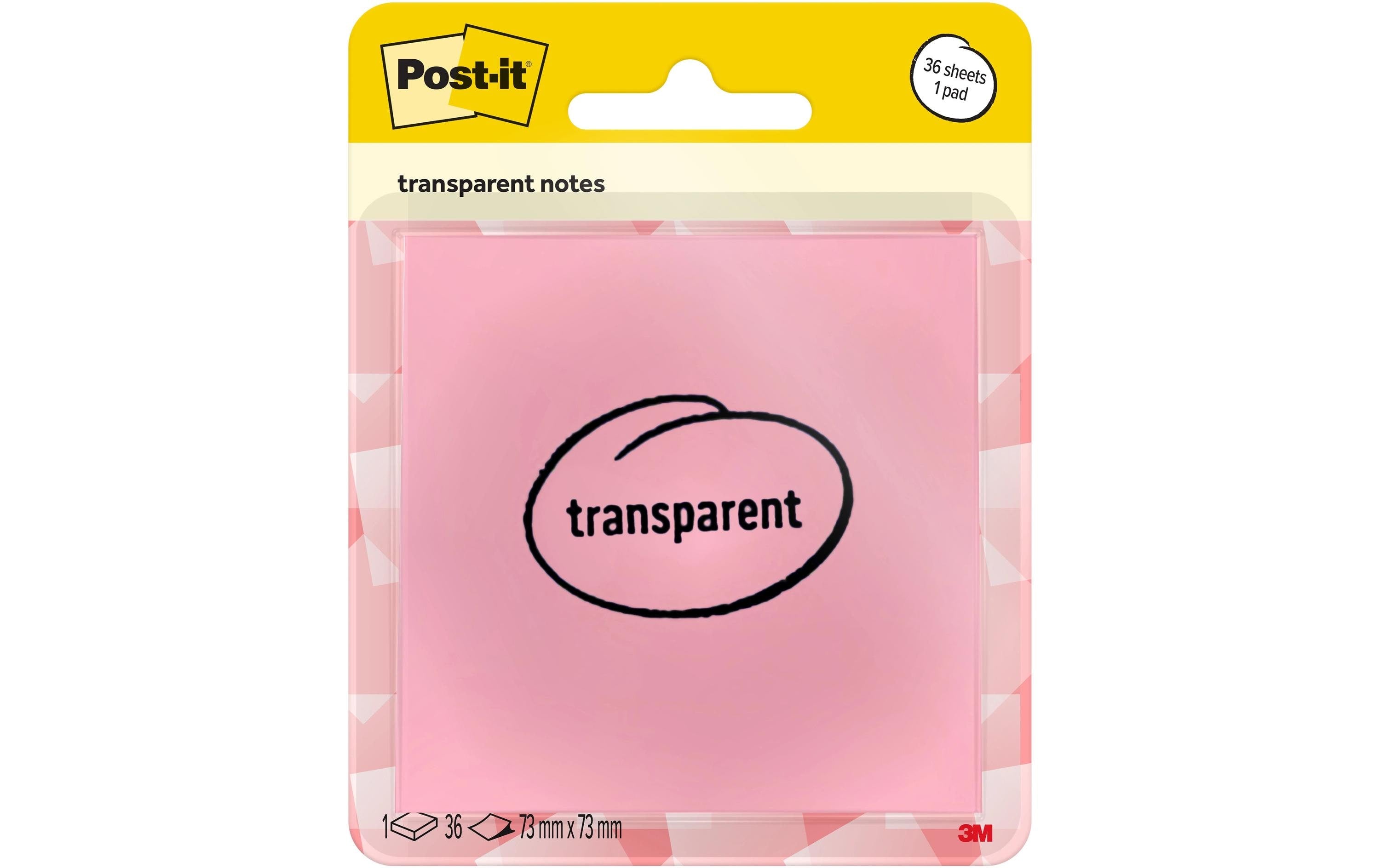3M Post-it Transparente Notes 1 Block à 36 Blatt, 73x73mm, pastell orange