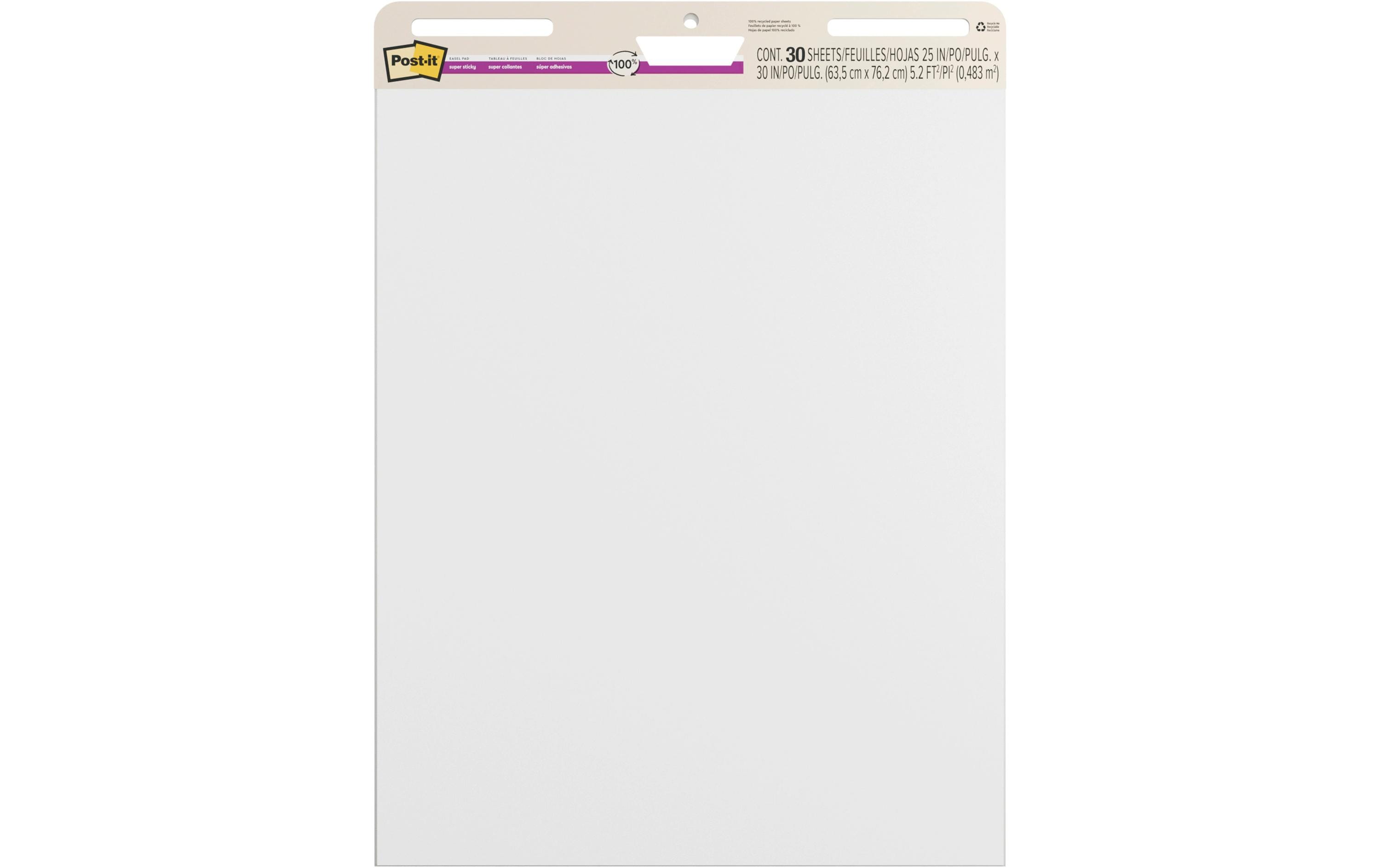 3M Post-it Super Sticky Recycling Flipchart 2 Blöcke à 30 Blatt, 63.5x76.2cm, weiss