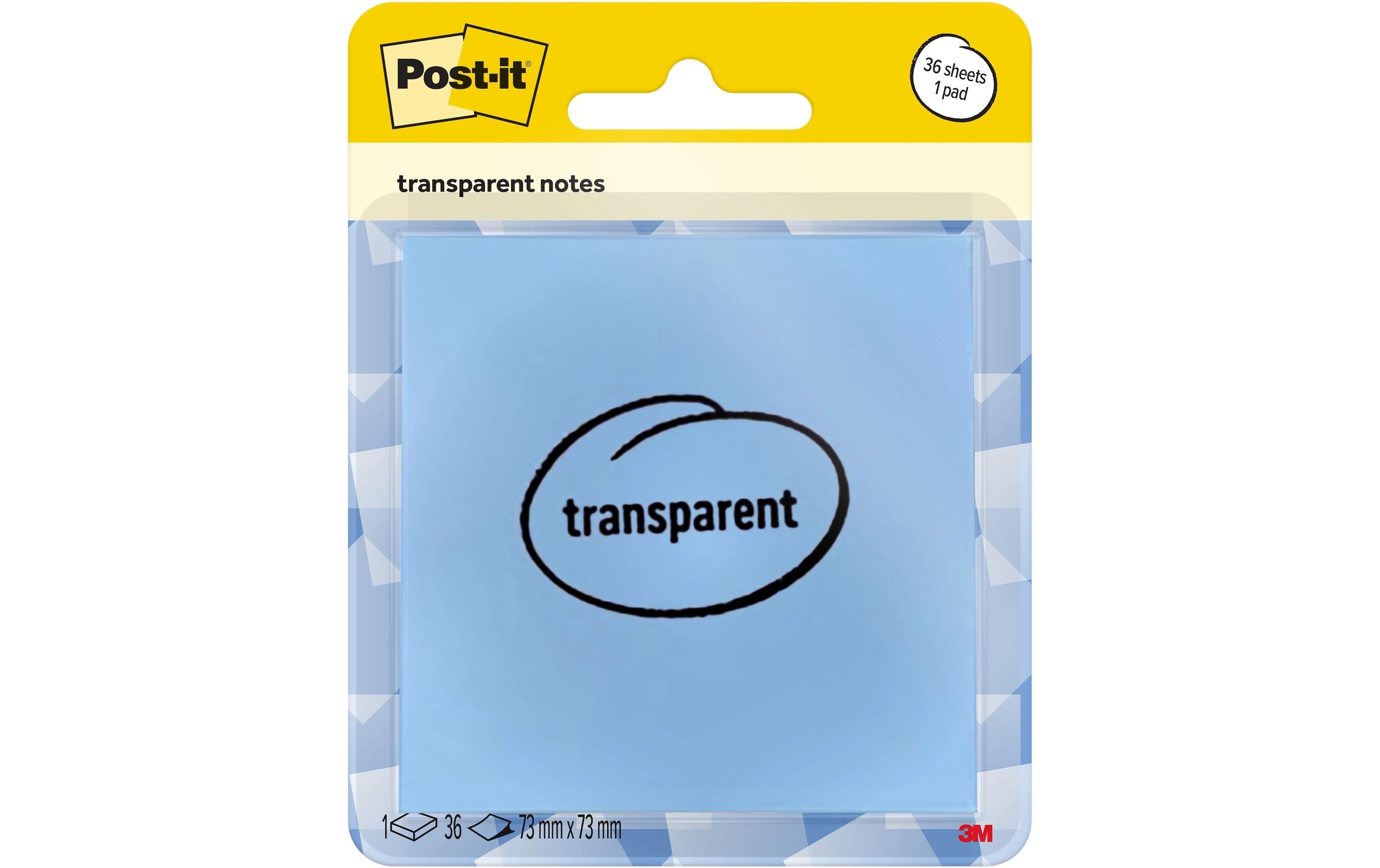 3M Post-it Transparente Notes 1 Block à 36 Blatt, 73x73mm, pastell blau