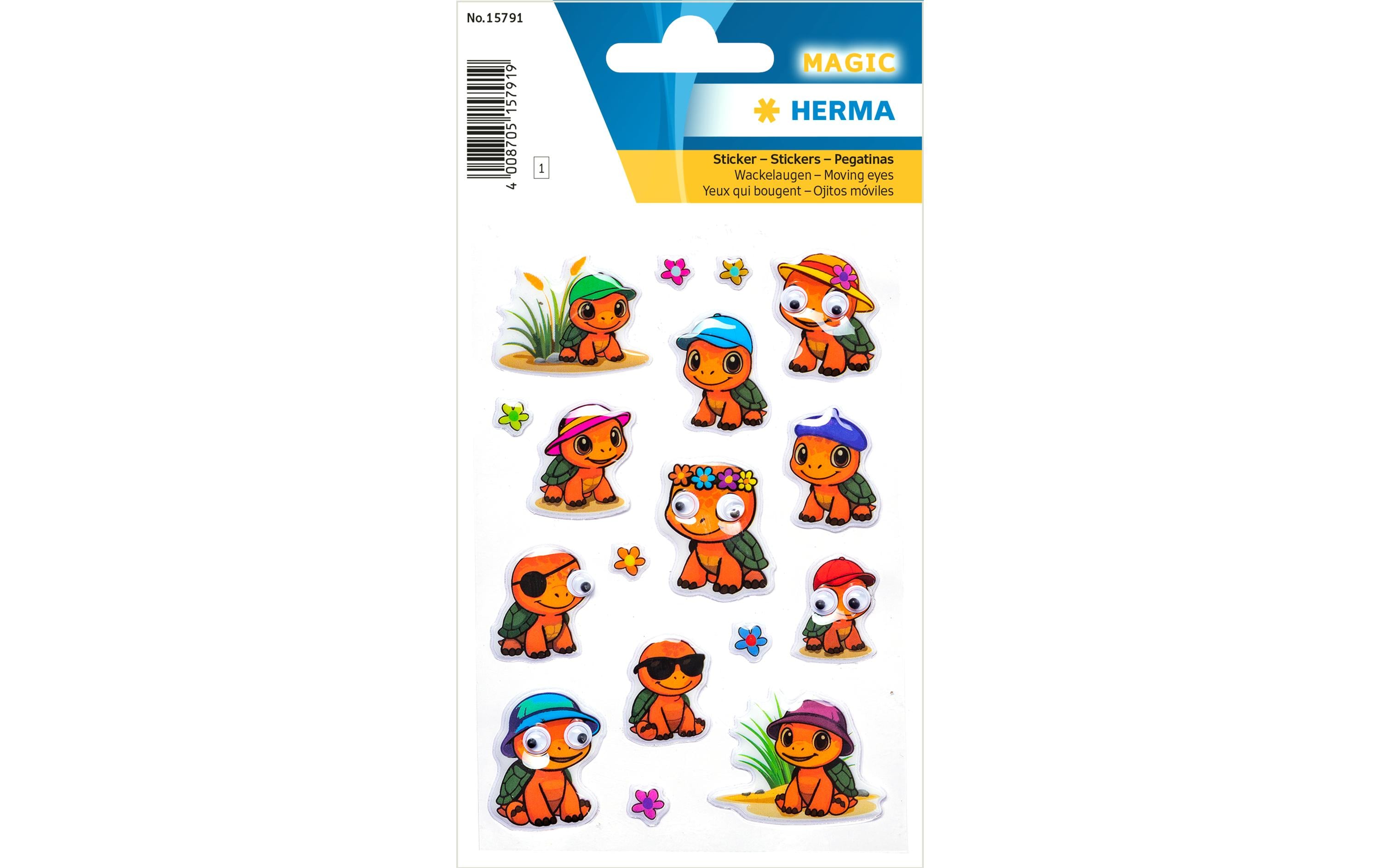 Herma Sticker Schildkröten Wackelaugen 1 Blatt, 17 Sticker, selbstklebend