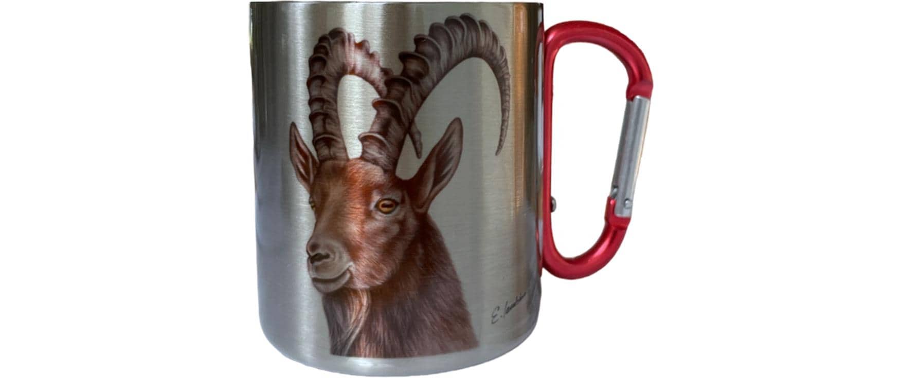 CN Tasse Steinbock 330 ml Edelstahl, Silber, 8x9 cm (DxH)