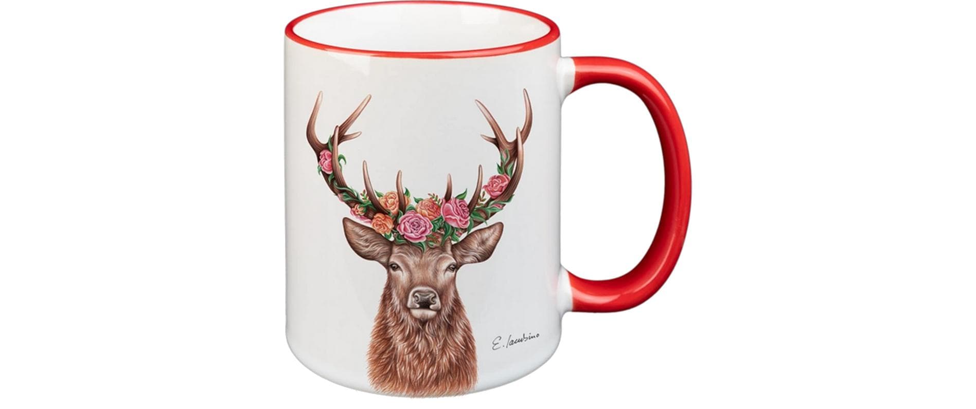 CN Tasse Blumenhirsch 330 ml rot, 8.3x9.7 cm (DxH)