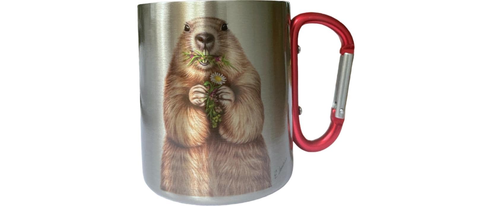CN Tasse Murmelier 330 ml Edelstahl, Silber, 8x9 cm (DxH)