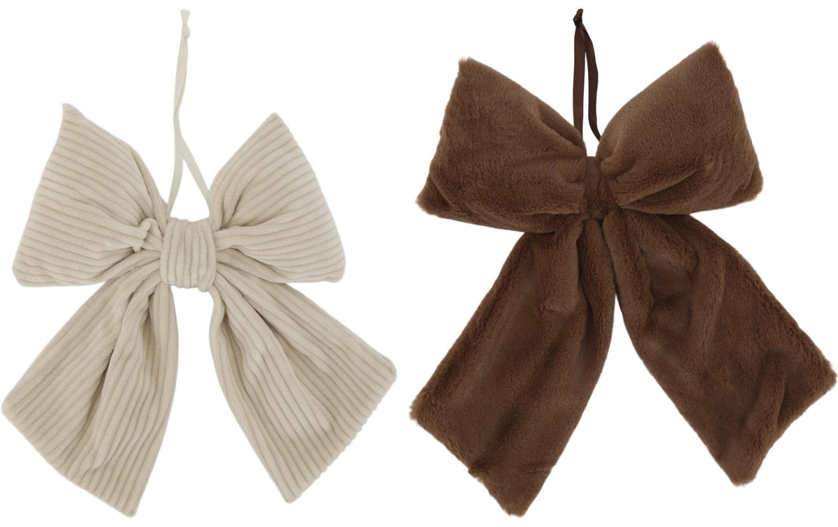 Chic Antique Schleife Aufhänger 2er Set 36x28 cm, beige und mocca, Polyester