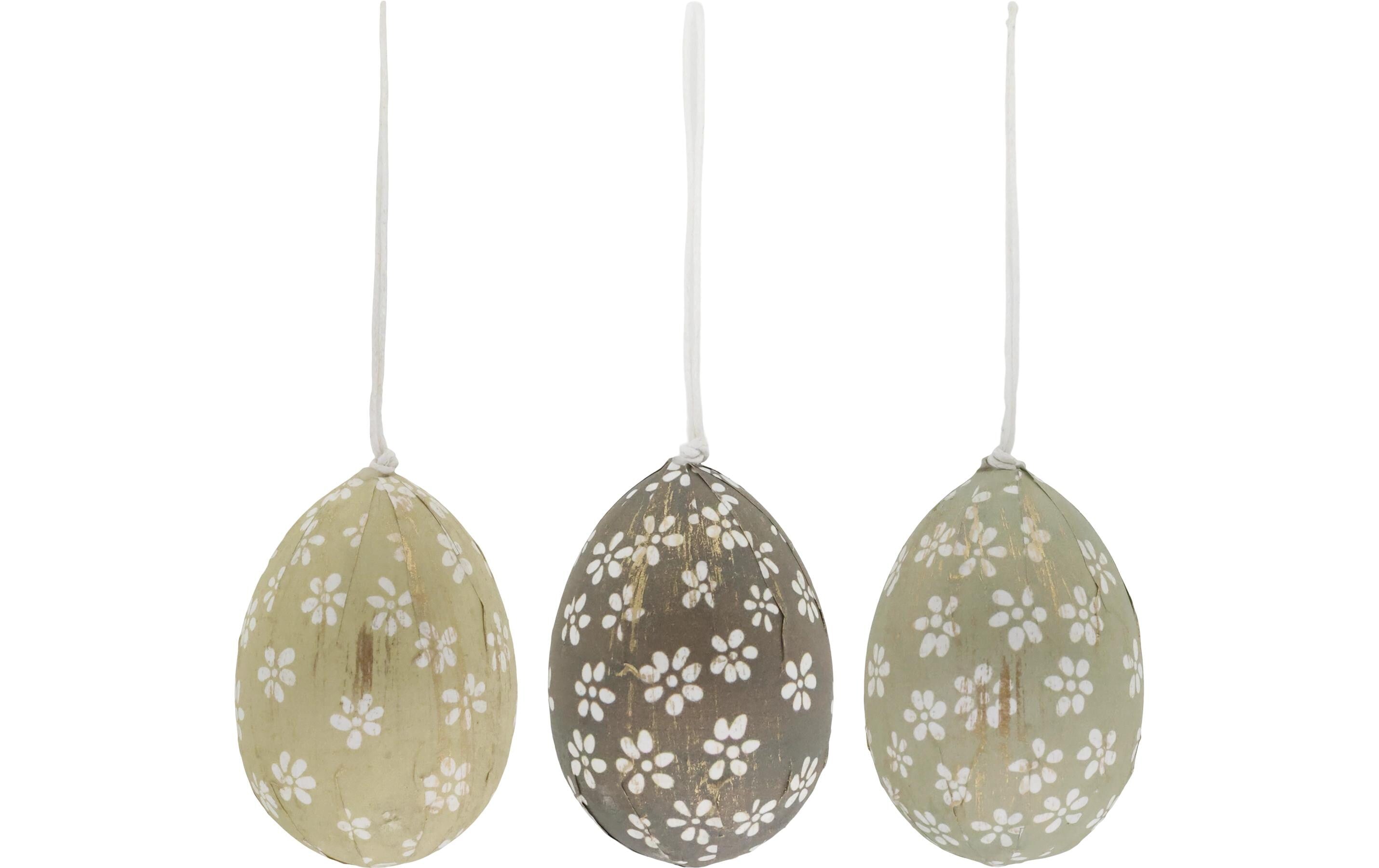 Chic Antique Osterei mit Blumen 3er Set, Plastik