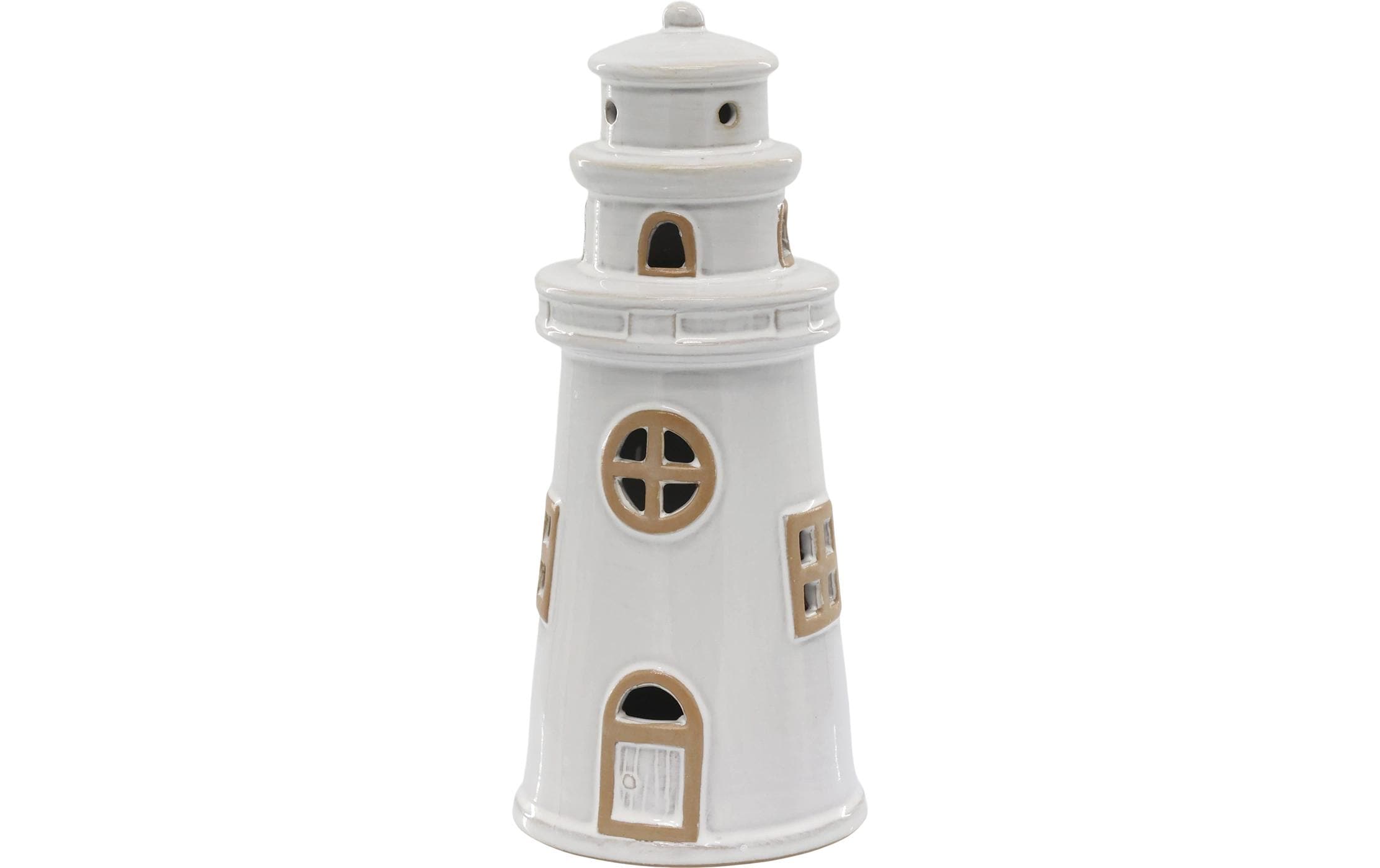 Chic Antique Leuchtturm mit LED 22 x 9.5 cm, Keramik, creme