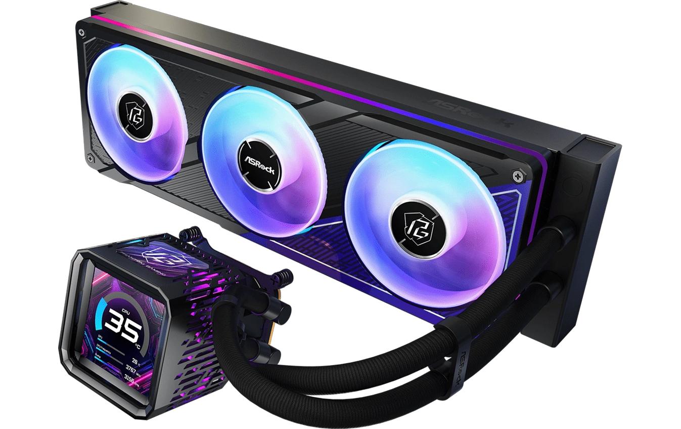ASRock Phantom Gaming 360 LCD Liquid CPU Cooler, 3.4" LCD, 3x120mm ARGB
