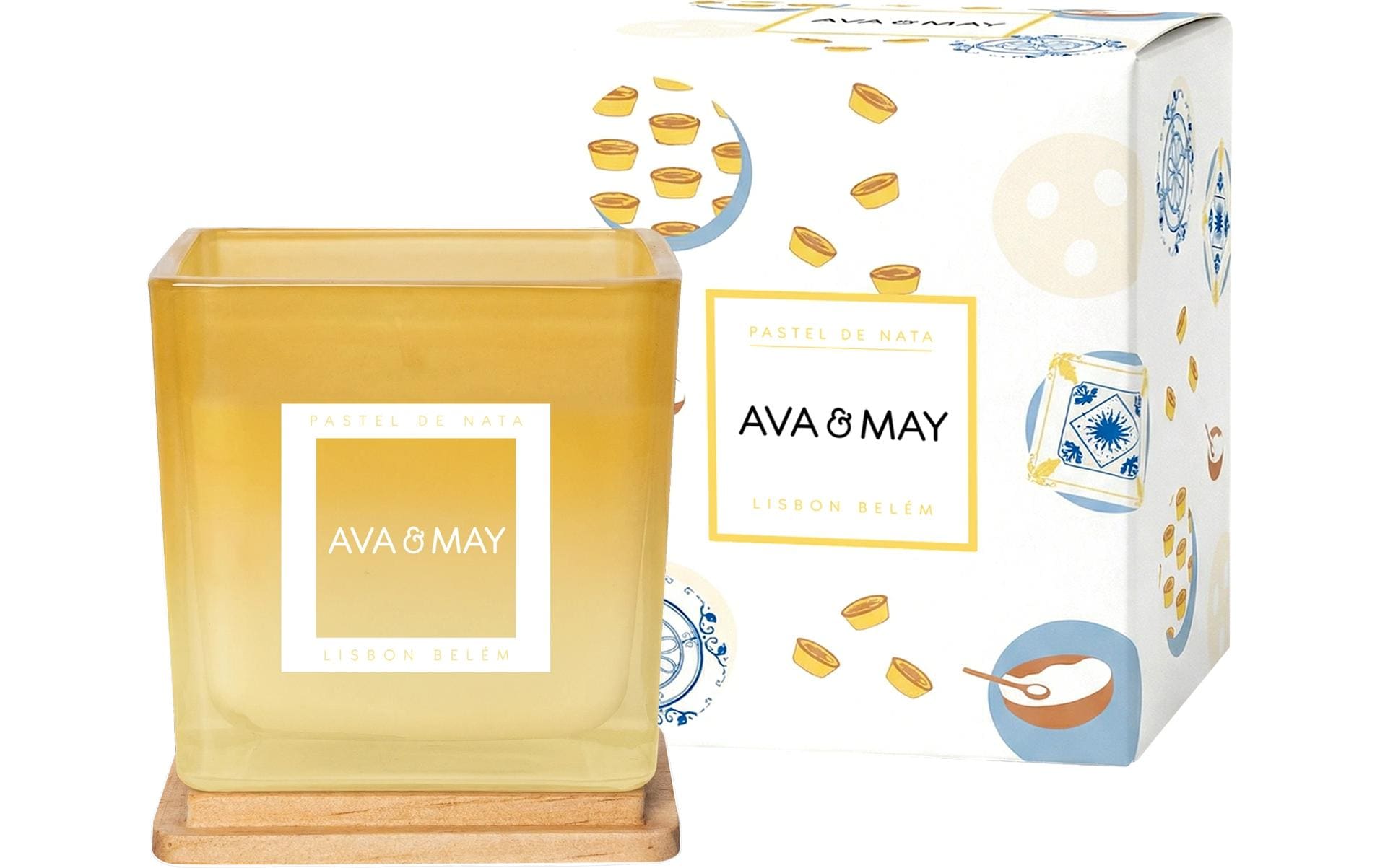 AVA & MAY Duftkerze Pastelde Nata, 200g 100% Sojawachs, 45h Brenndauer