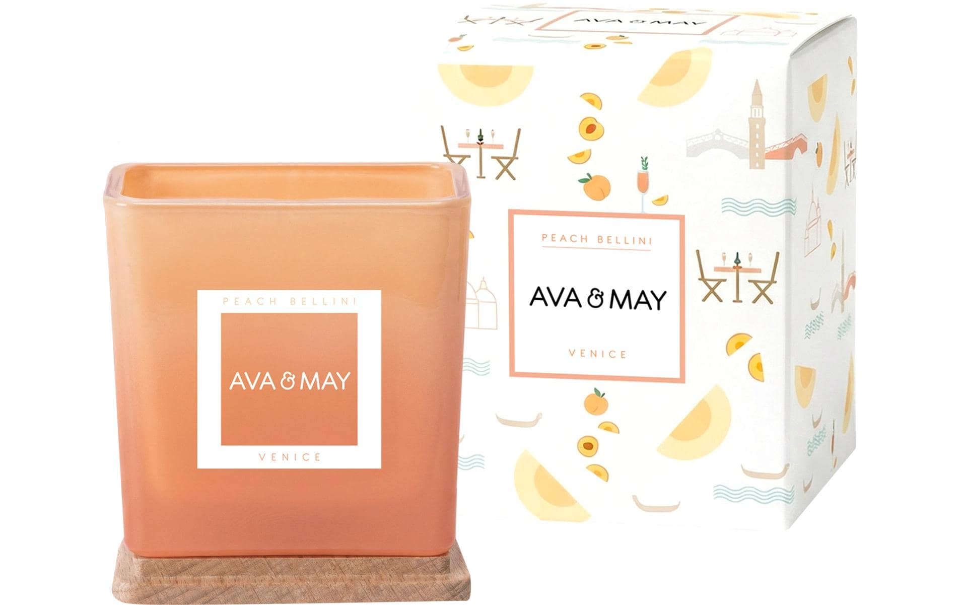 AVA & MAY Duftkerze Peach Bellini, 200g 100% Sojawachs, 45h Brenndauer