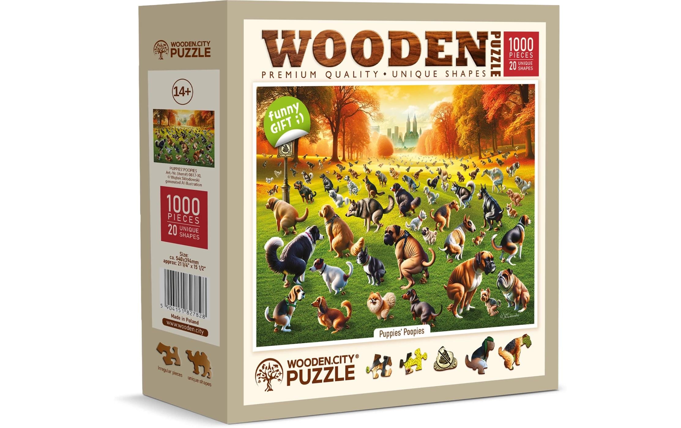 Puzzle Holz XL Puppies Poopies 1000 Teile
