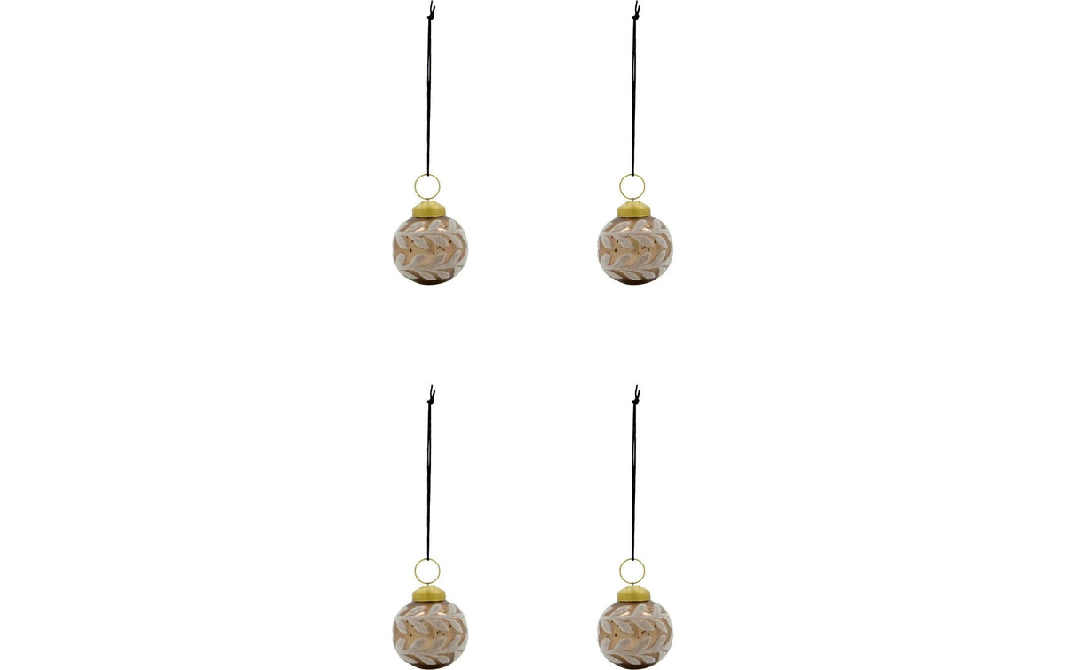House Doctor Weihnachtskugel Vellu 4er Set, D: 6 cm, Sand